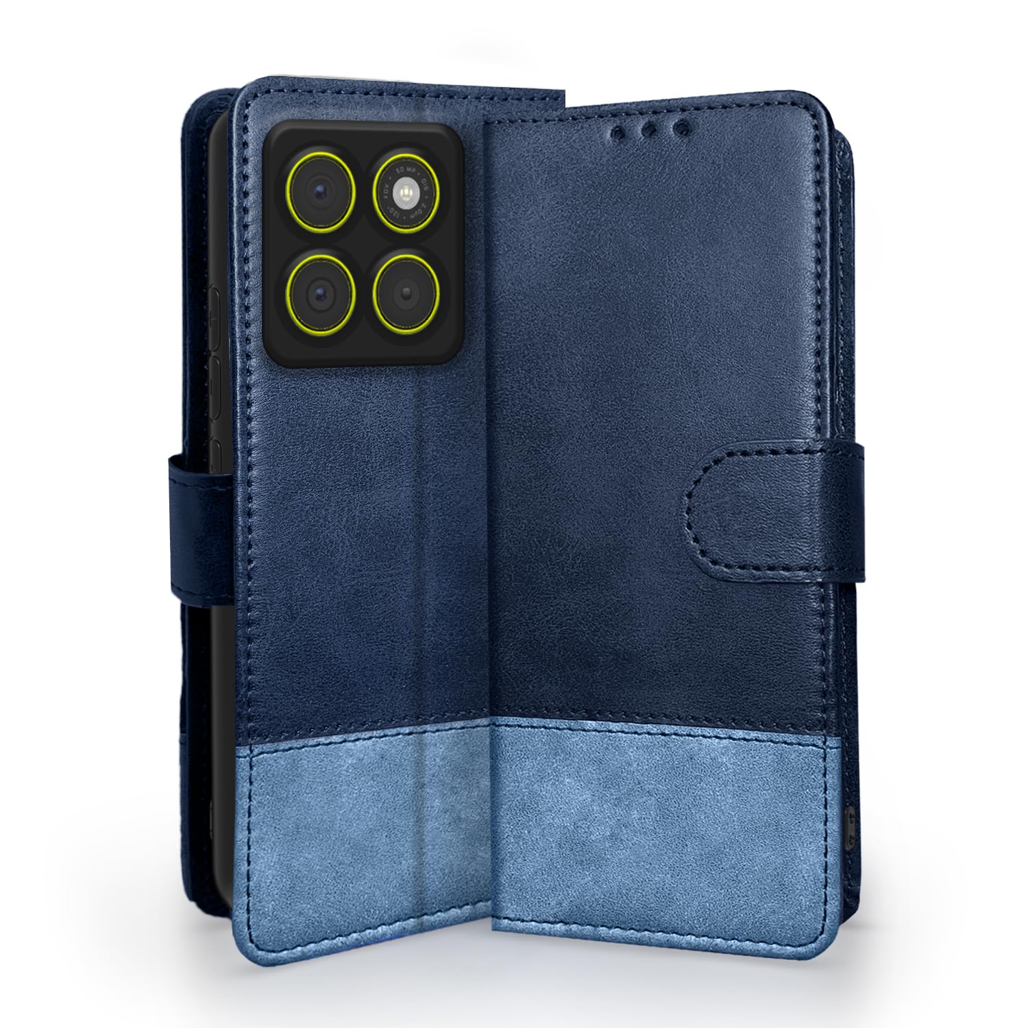 Pikkme Moto Edge 70 5G Magnetic navy & light blue flip case