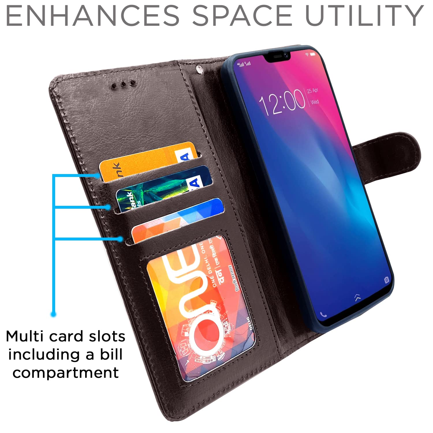 Pikkme Vivo V9 / V9 Pro / V9 Youth Vintage Flip Cover | Coffee