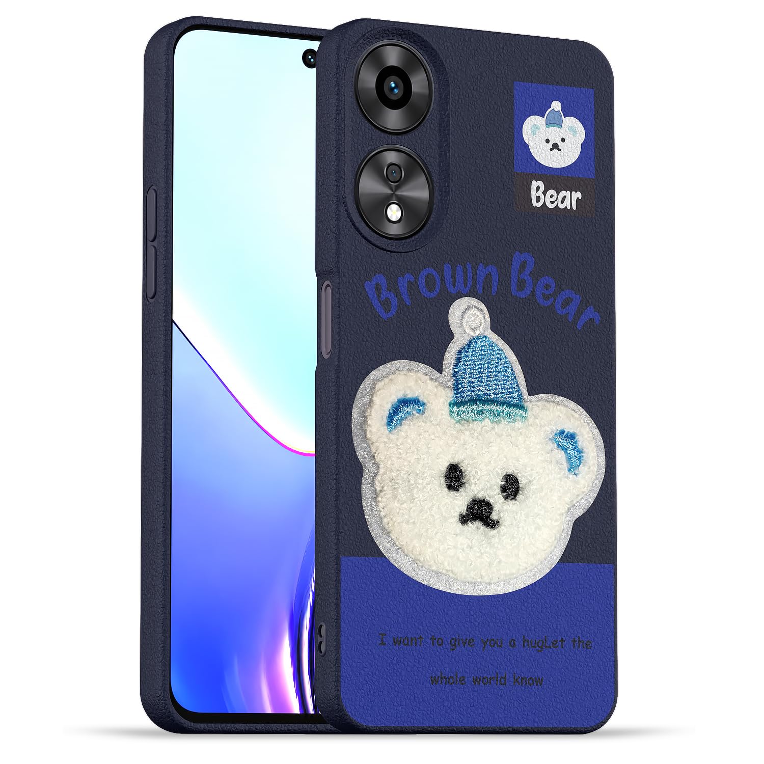 Oppo A78 5G Plush Patch mobile back cover in blue by Pikkme