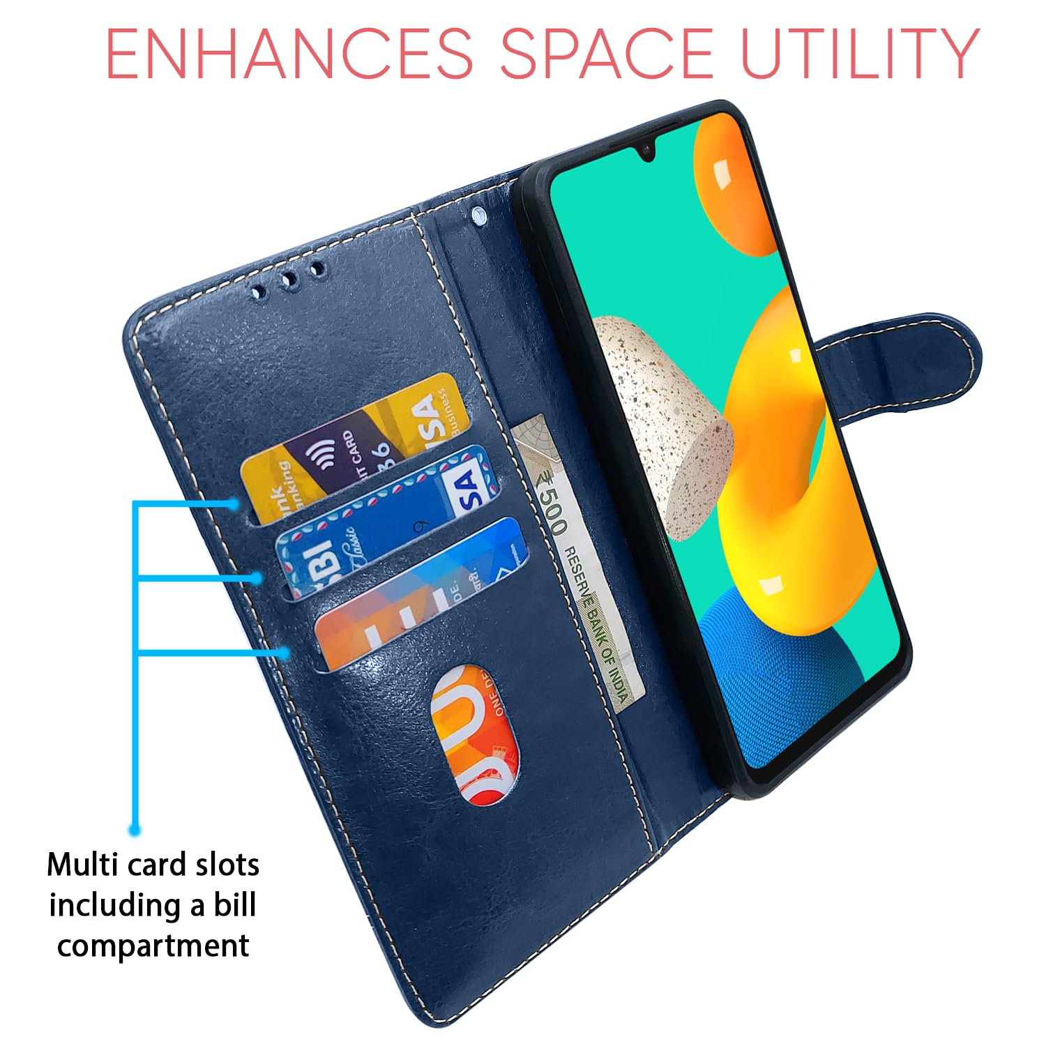 Pikkme blue & brown flip cover for Samsung M32/F22 4G – photo 4