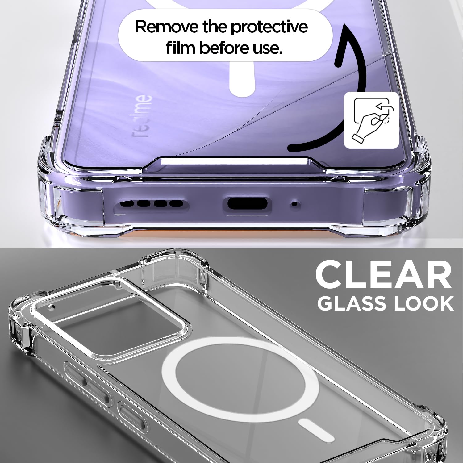 Realme 14 5G MagSafe phone cover in transparent mag-safe by Pikkme – photo 3