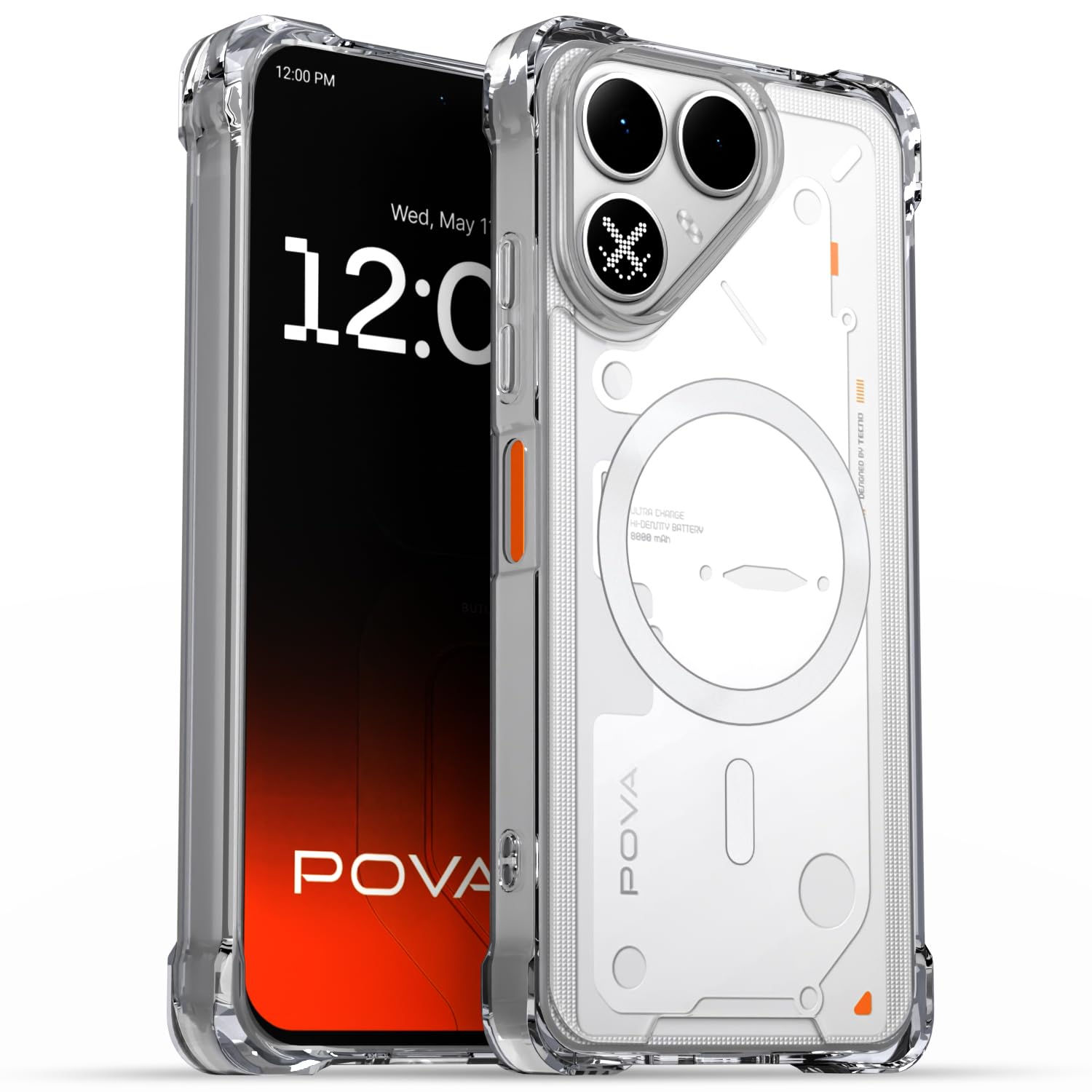 Pikkme transparent mag-safe mobile cover for Tecno Pova 8 5G