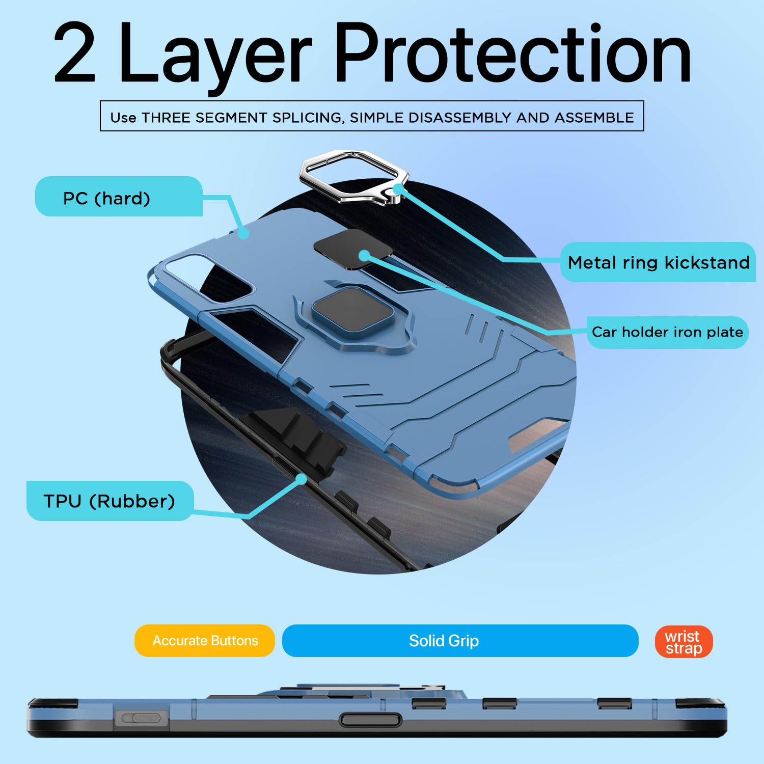Pikkme OnePlus Nord 2 5G / OnePlus Nord 2 5G D5 Tough Armor Back Cover | Blue