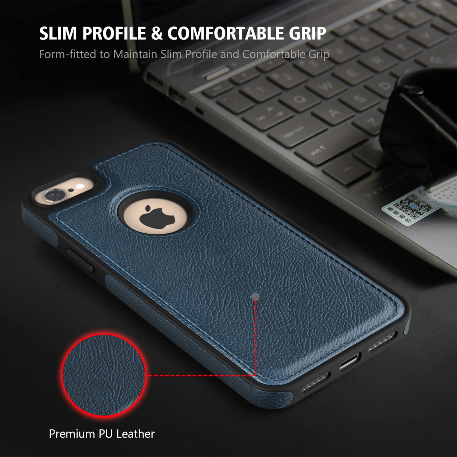 Pikkme iPhone 7/8 Flexible Pu Leather Back Case (Blue)