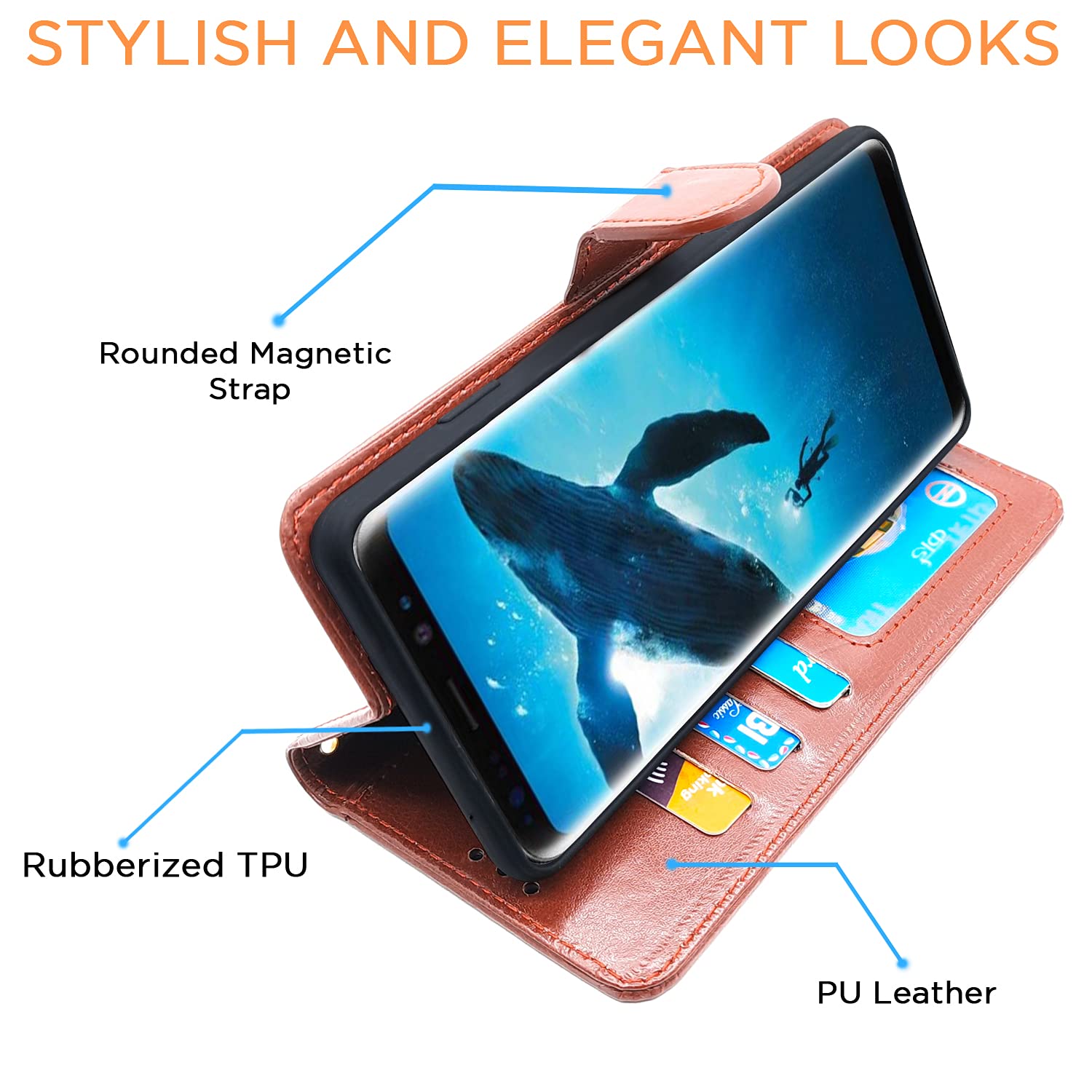 Brown Wallet flip cover for Samsung S8 – Pikkme – photo 5