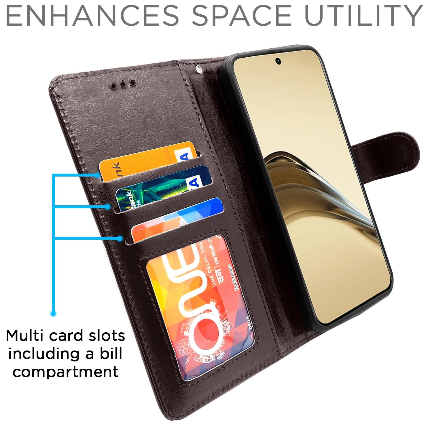 Pikkme Realme 13 Pro 5G Vintage Flip Cover (Coffee)