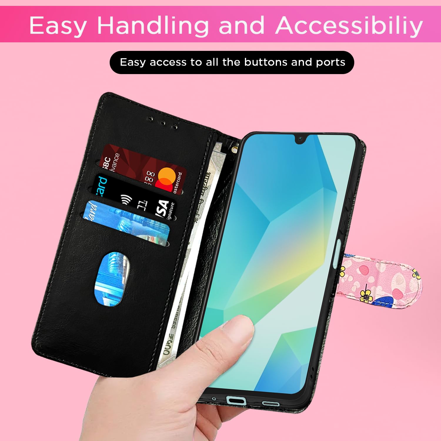 Pink flower mobile flip cover for Samsung A16 5G – Pikkme – photo 7