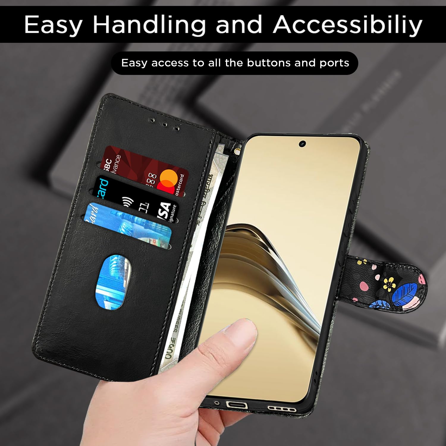 Realme 13 Pro/13 Pro Plus 5G Wallet flip cover in black flower by Pikkme – photo 7