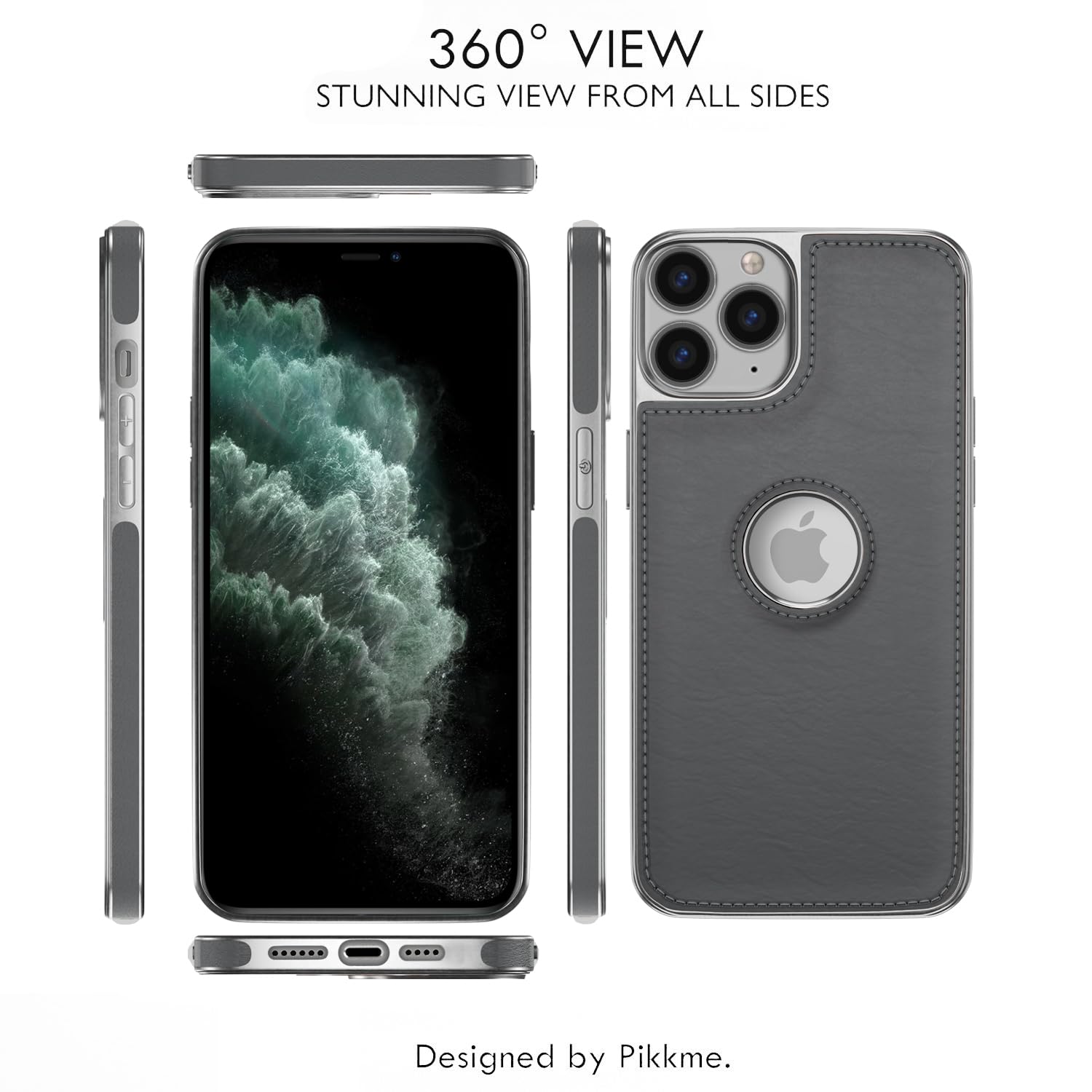 Pikkme iPhone 11 Pro Max Silver Electroplated Chrome Leather Back Cover (Gray)