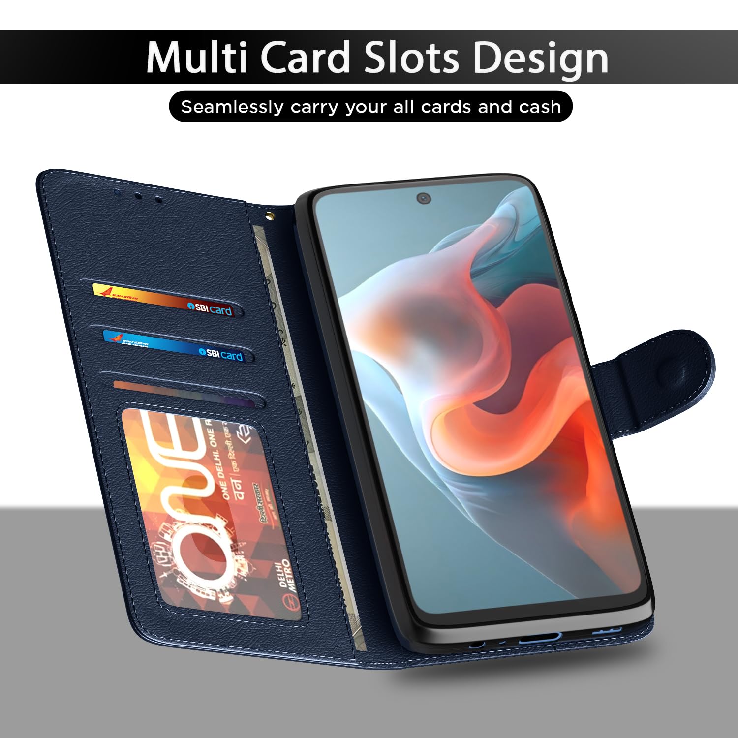 Pikkme Moto G34 / G45 5G Vintage Flip Cover (Blue)