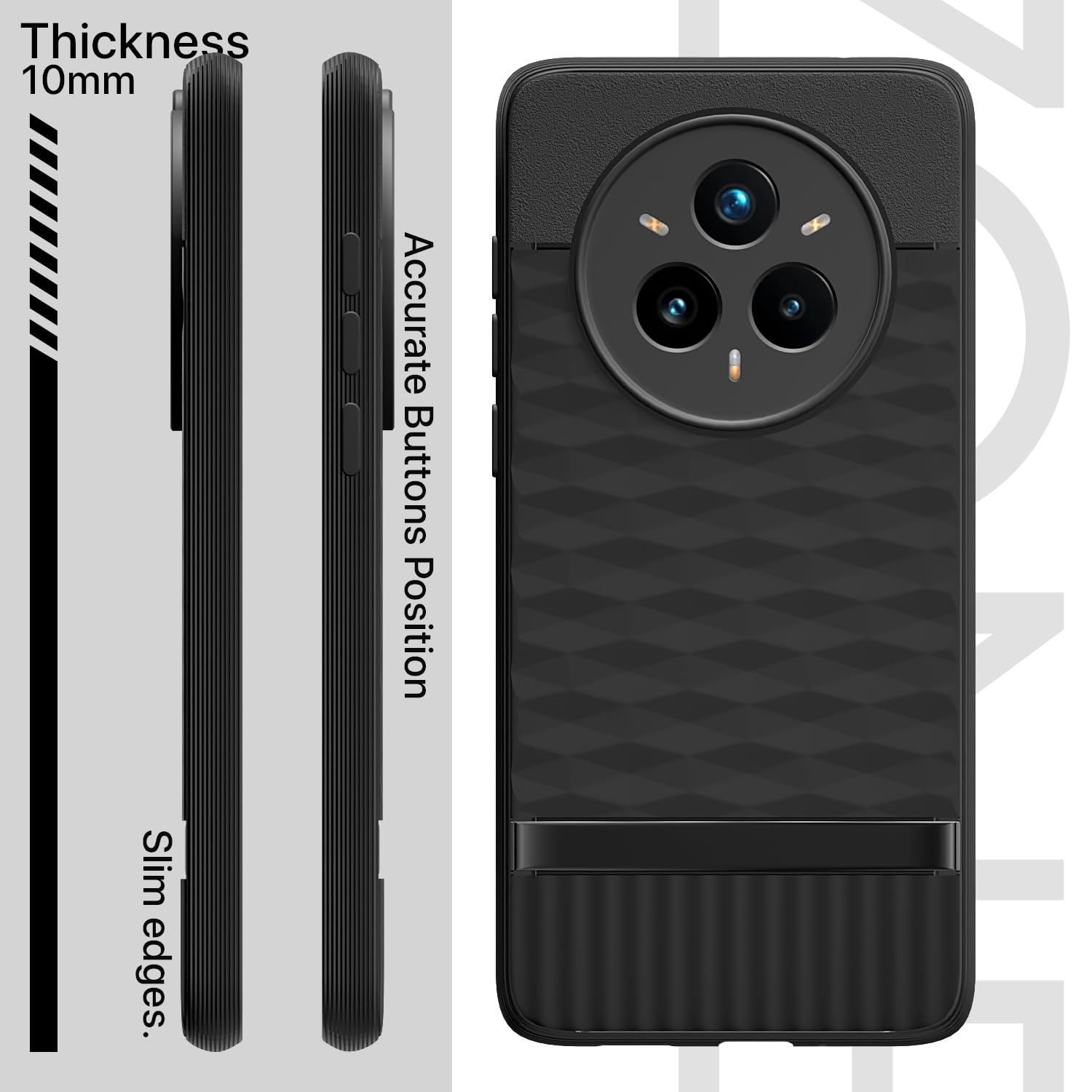 Pikkme Realme 14 Pro Plus 5G / Realme P3 Pro 5G Gencase Back Cover (Black)