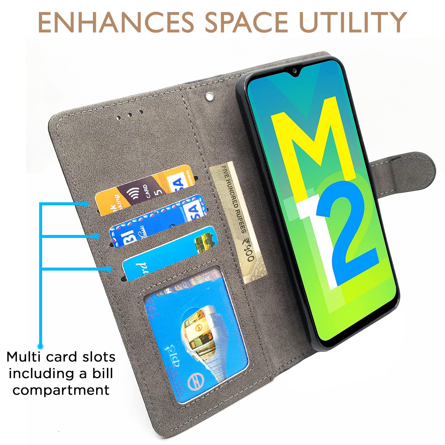 Pikkme black Wallet flip case for Samsung M12/F12/A12 – photo 2