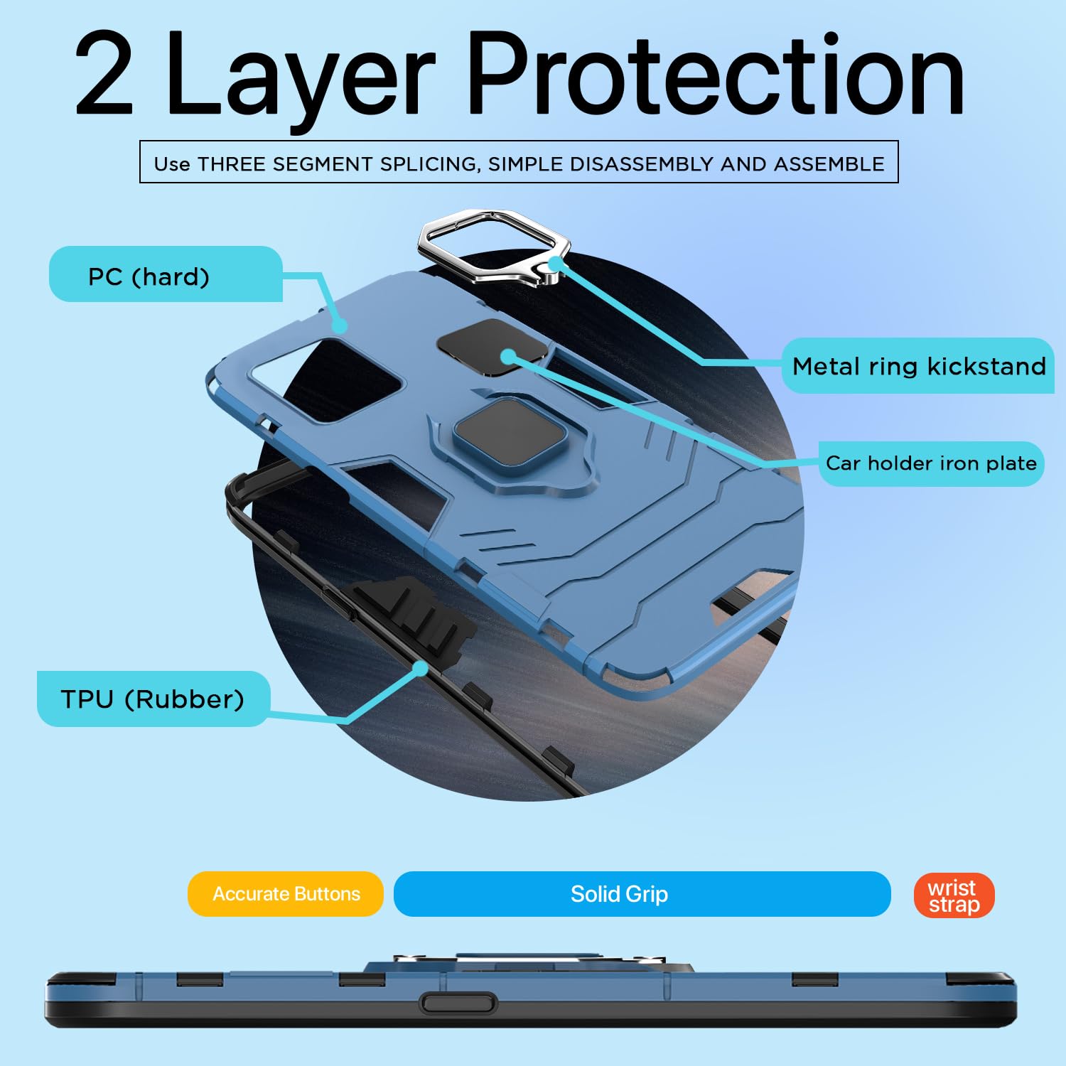 Pikkme Realme 9 4G / Realme 9 Pro Plus 5G D5 Tough Armor Back Cover | Blue