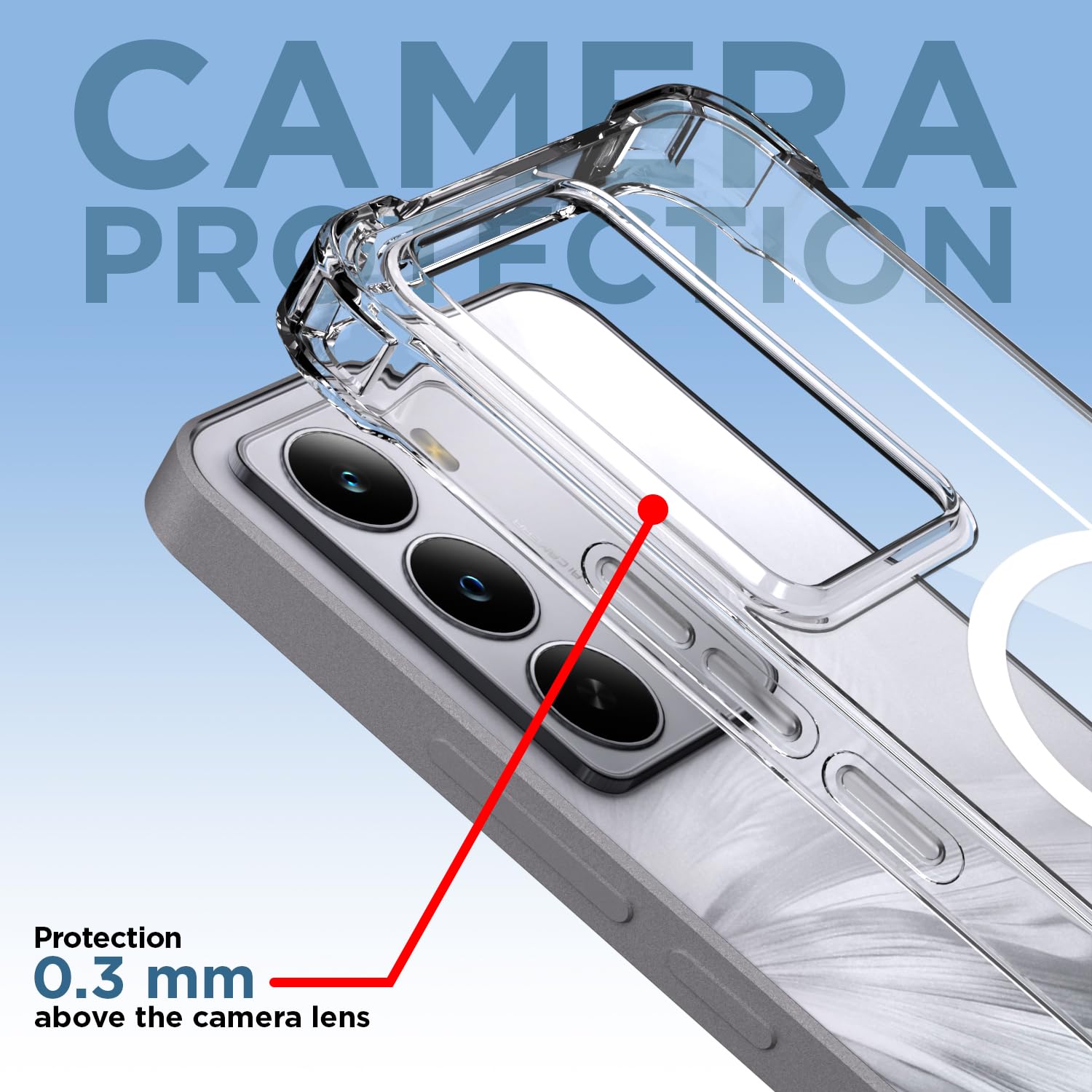 Pikkme Realme C71 Mag-Safe Shockproof PC + TPU Back Cover (Transparent)