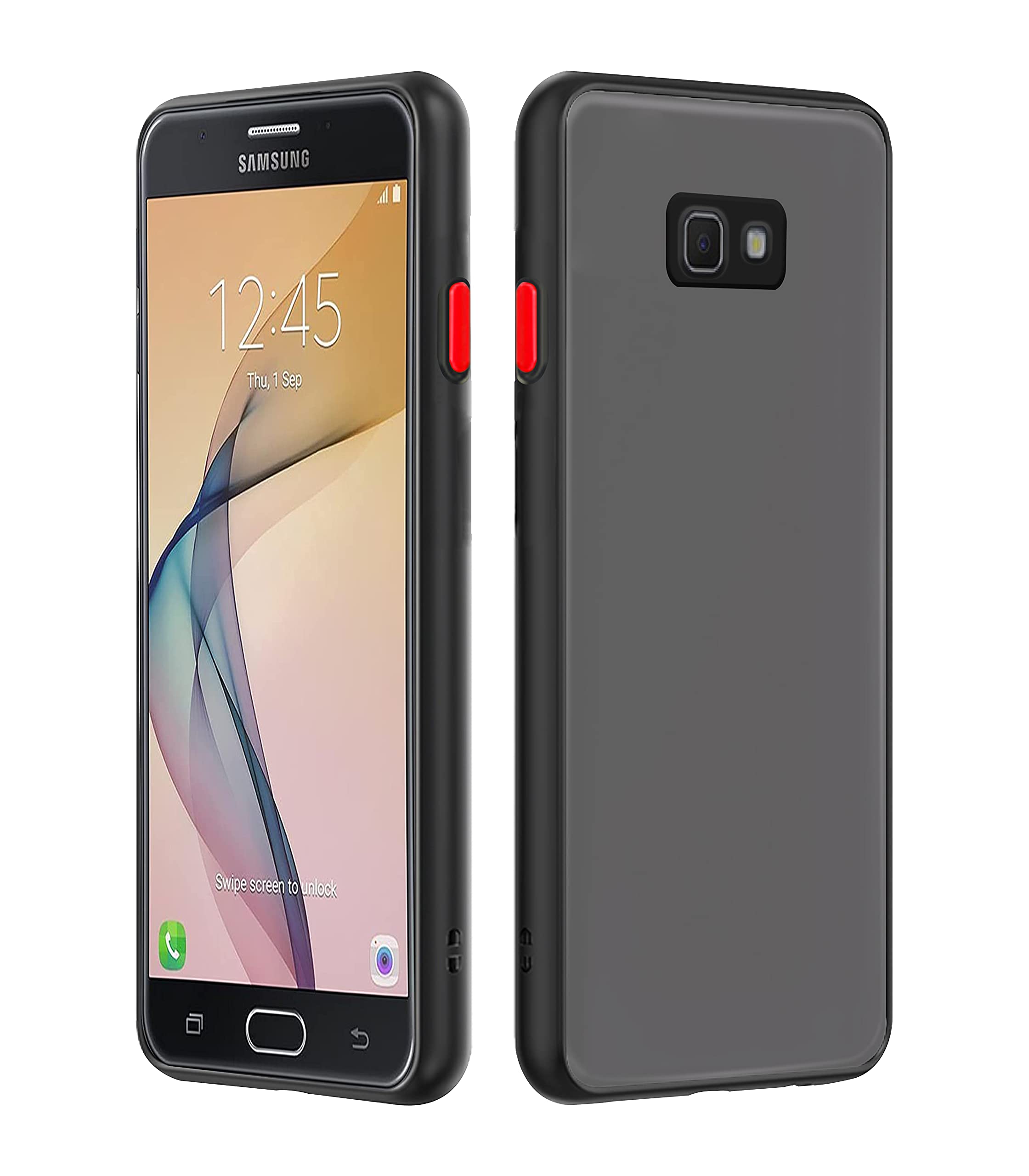 Samsung J7 Prime mobile back cover in black by Pikkme