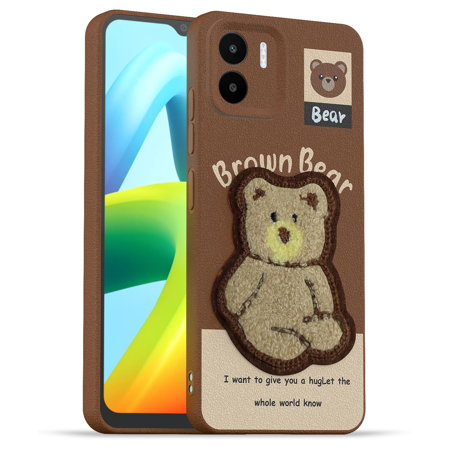 Redmi A1/A2 Plush Patch back cover in brown by Pikkme