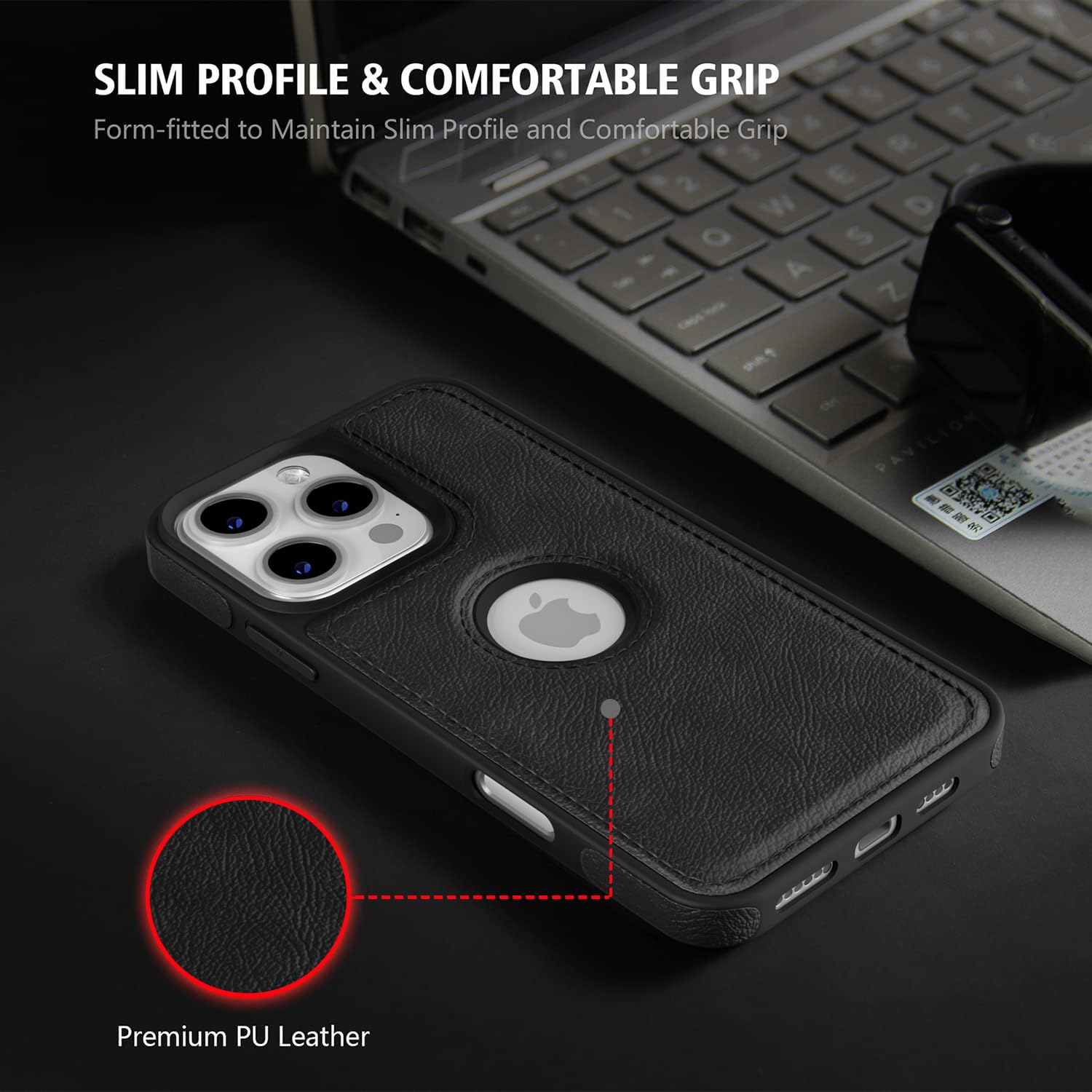 Pikkme iPhone 16 Pro Max Flexible Pu Leather Back Case | Black