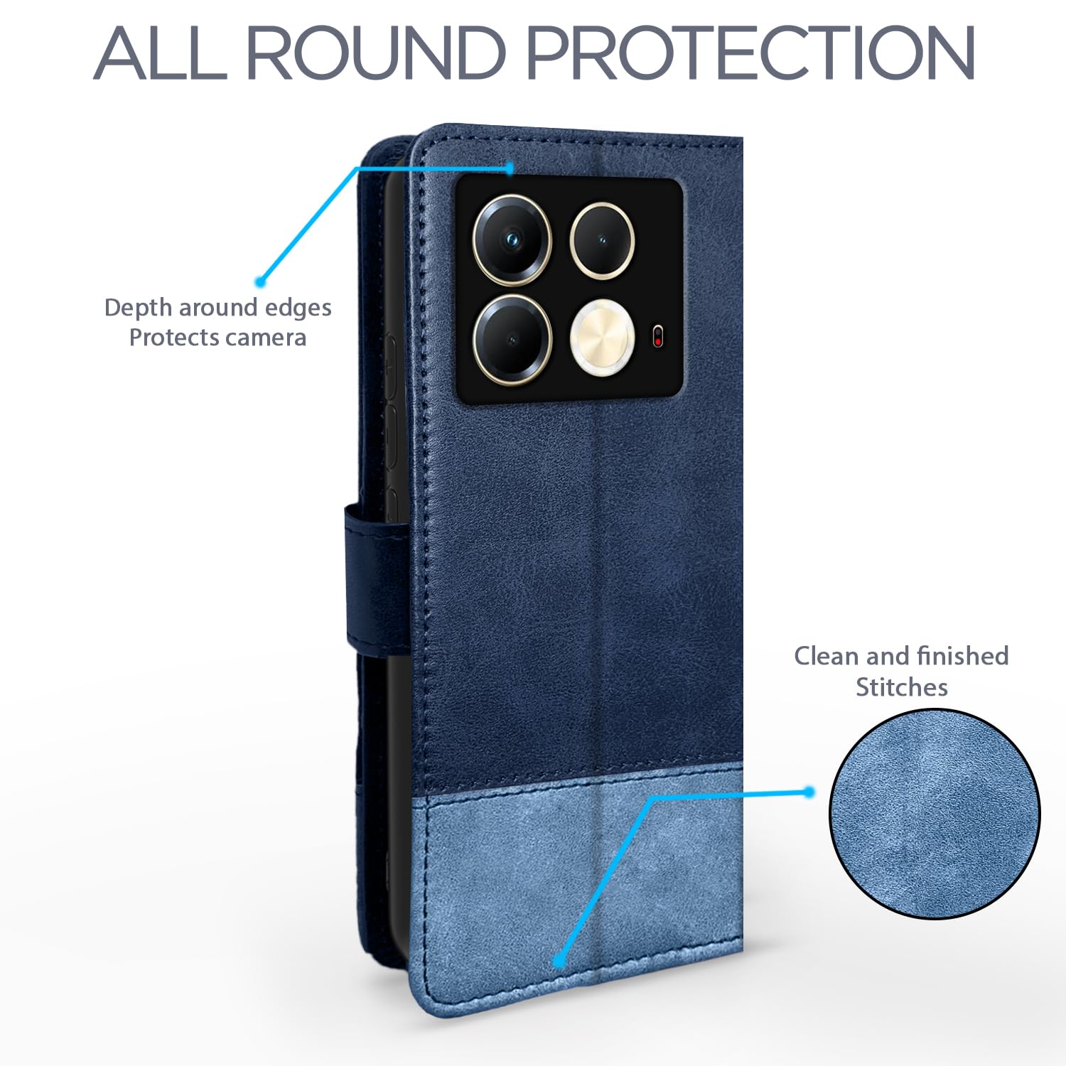 Infinix Note 40 5G Magnetic mobile flip cover in navy & light blue by Pikkme – photo 4