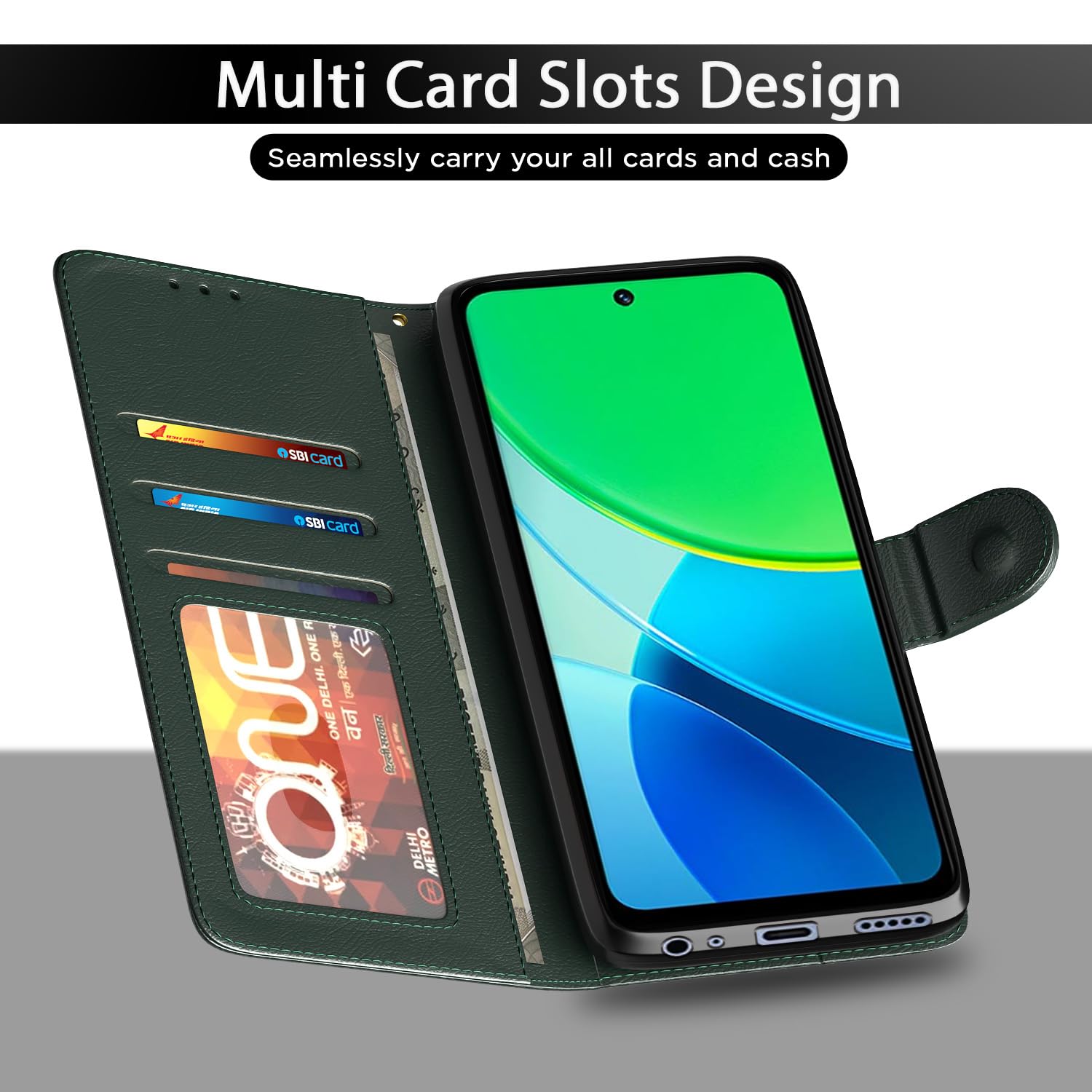 Green flip case for Vivo Y19s – Pikkme – photo 5