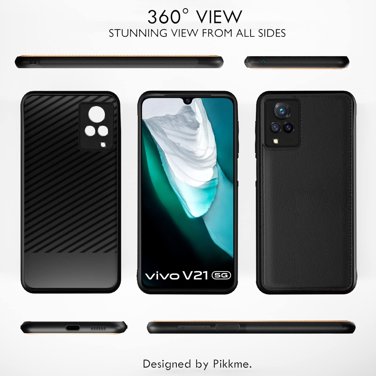 Pikkme Vivo V21 5G Leatherback Back Case | Black