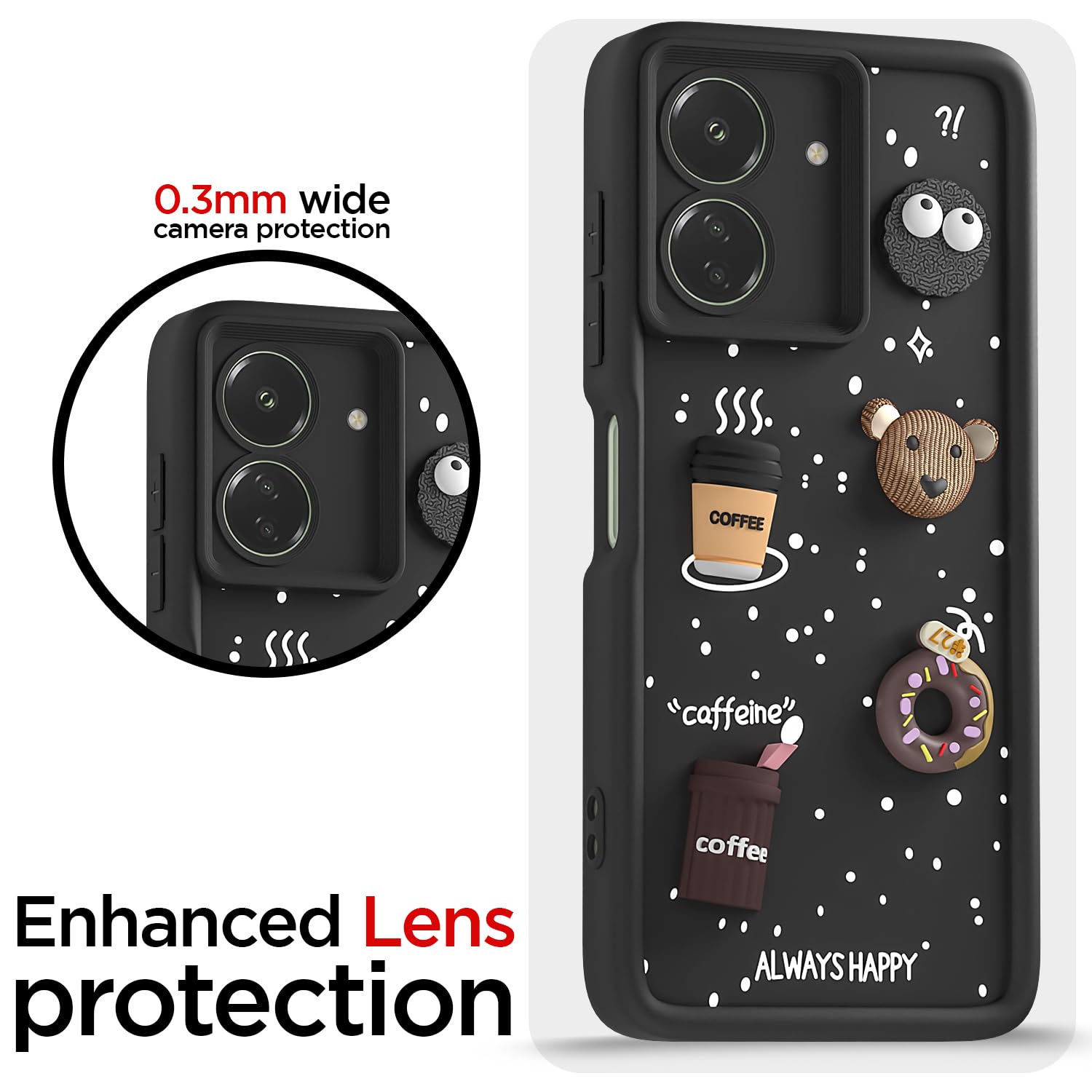 Black Silicone phone cover for Redmi 13C 4G/3D – Pikkme – photo 5
