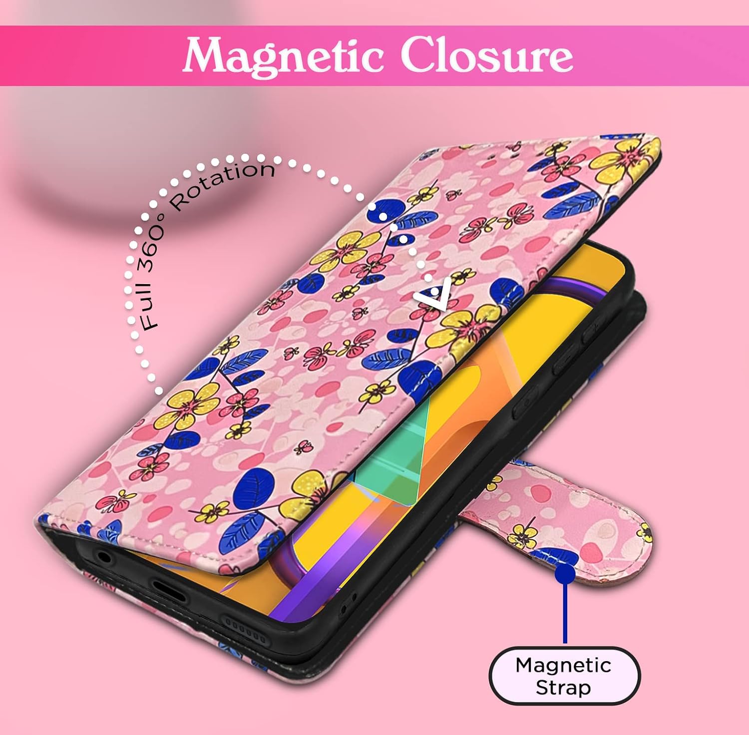 Pikkme Samsung Galaxy M30s / M21 / M21 (2021) Flower Flip Cover (Pink)
