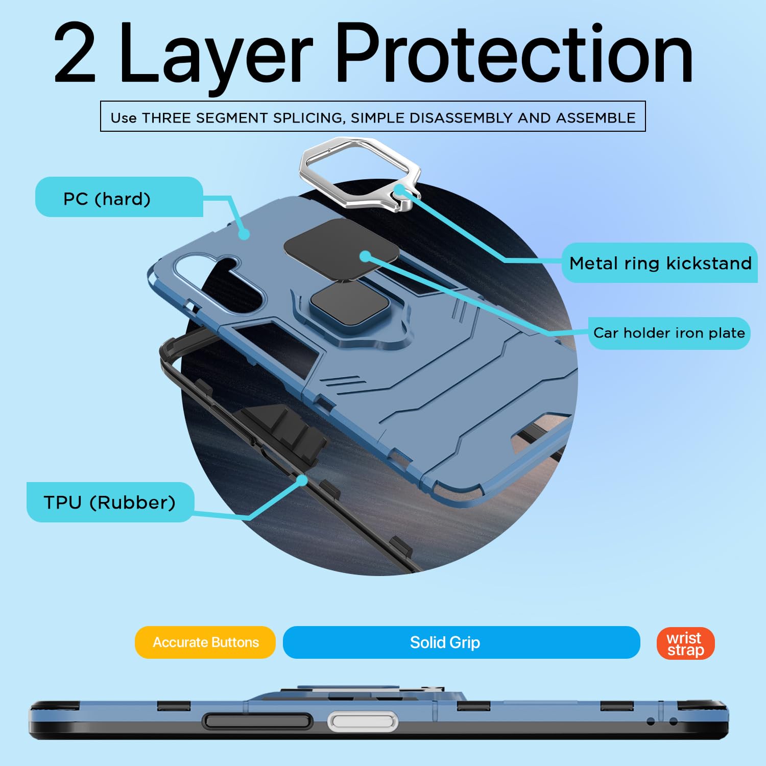 Samsung M34/F34 5G D5 Tough Armor phone cover in blue by Pikkme – photo 2