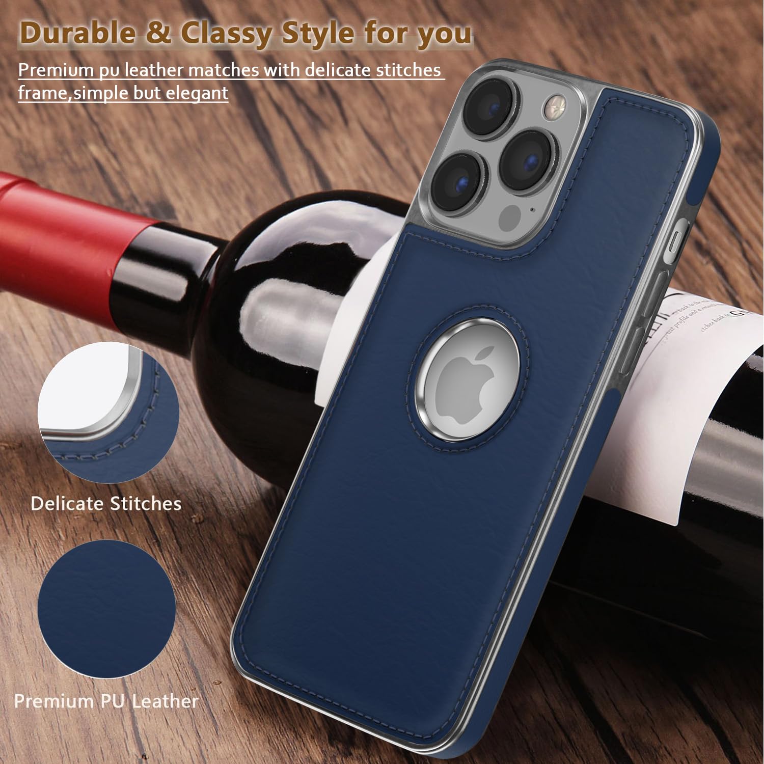 Pikkme chrome blue Leatherback phone cover for iPhone 14 Pro – photo 7