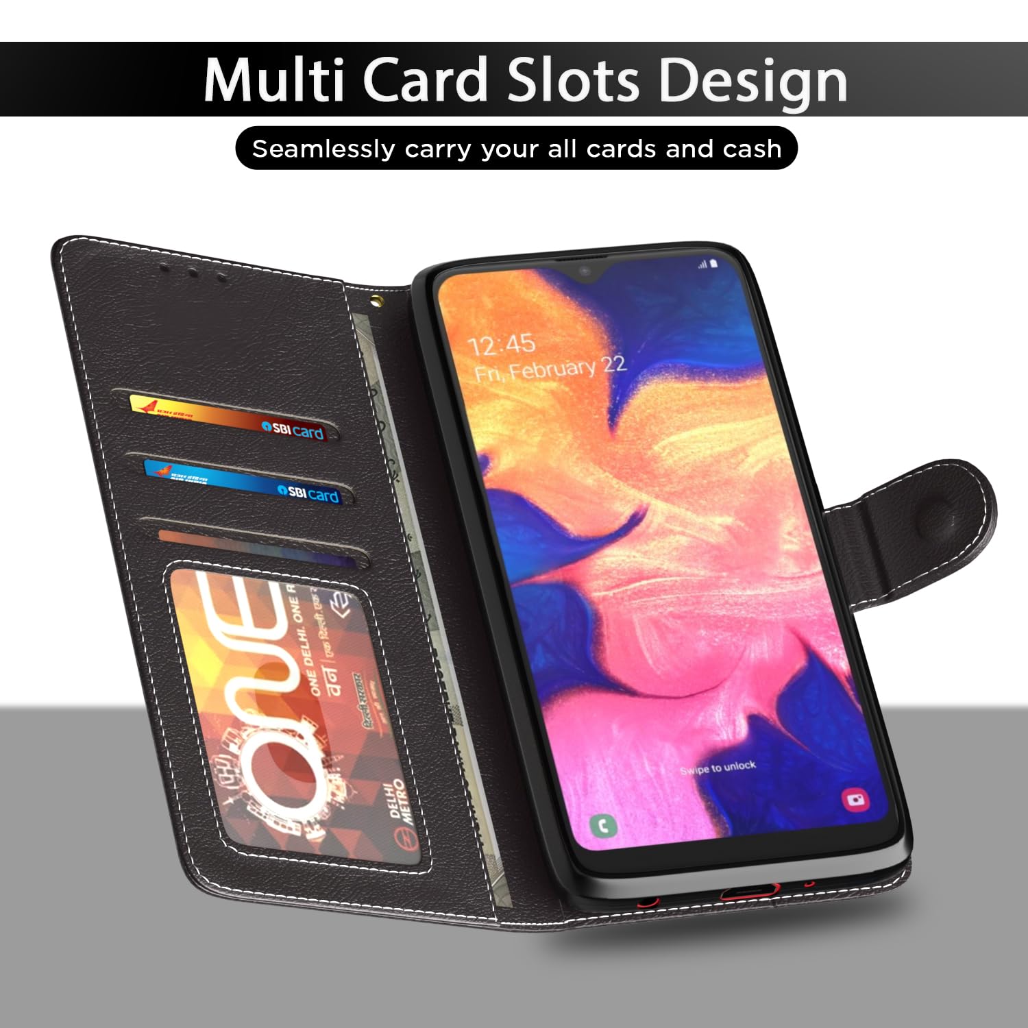 Samsung A10 wallet flip cover in coffee & brown by Pikkme – photo 5