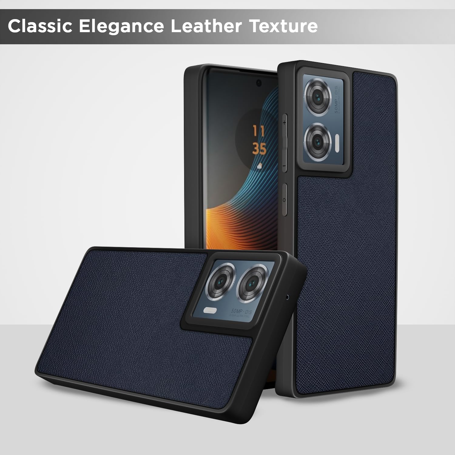 Pikkme Moto Edge 50 Fusion 5G Indian Leather Back Cover (Blue)