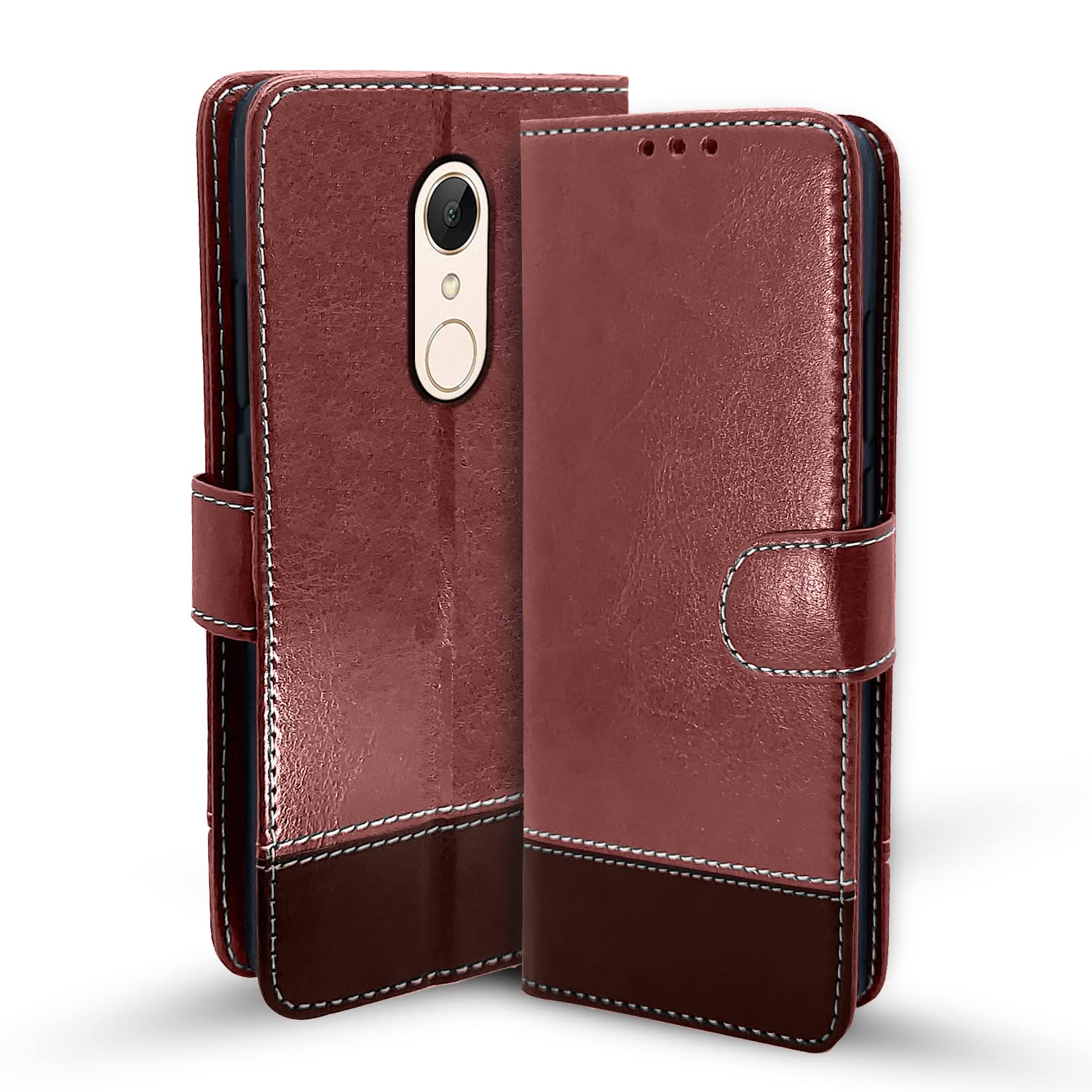 Redmi Note 5 Magnetic flip cover in brown & coffee by Pikkme