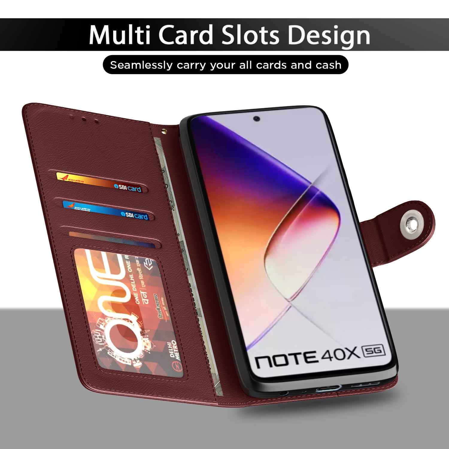 Pikkme Infinix Note 40X 5G brown mobile flip cover – photo 5