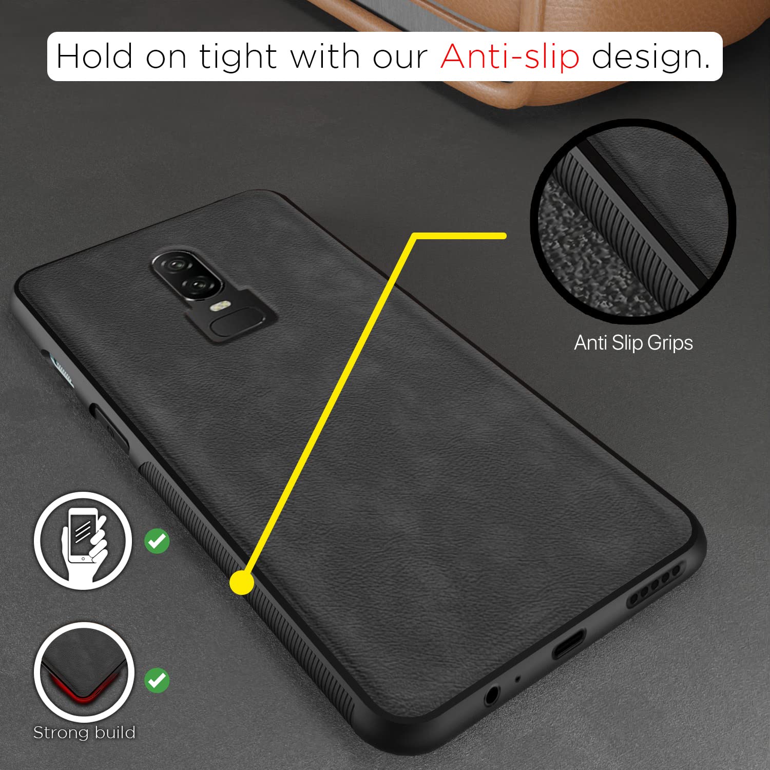 Pikkme grey Leather mobile cover for OnePlus 6 – photo 2