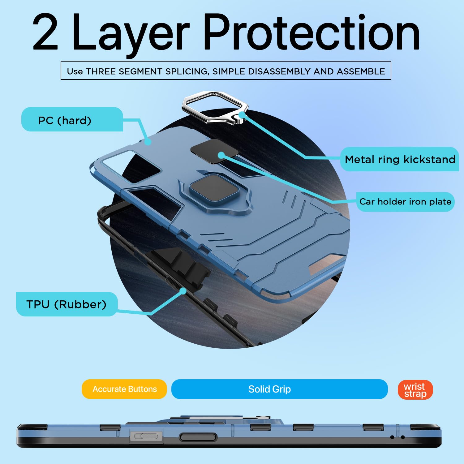 Pikkme OnePlus Nord 2T 5G D5 Tough Armor Back Cover | Blue