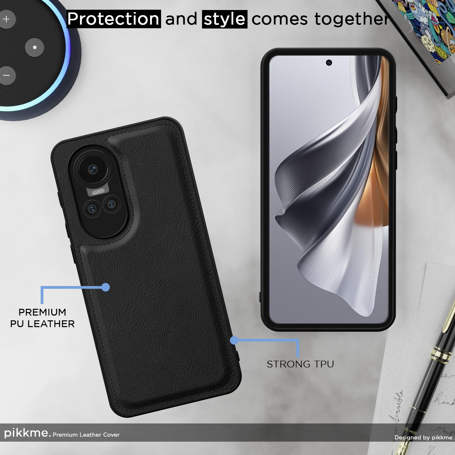 Pikkme Oppo Reno 10 Pro 5G Leatherback Back Case | Black