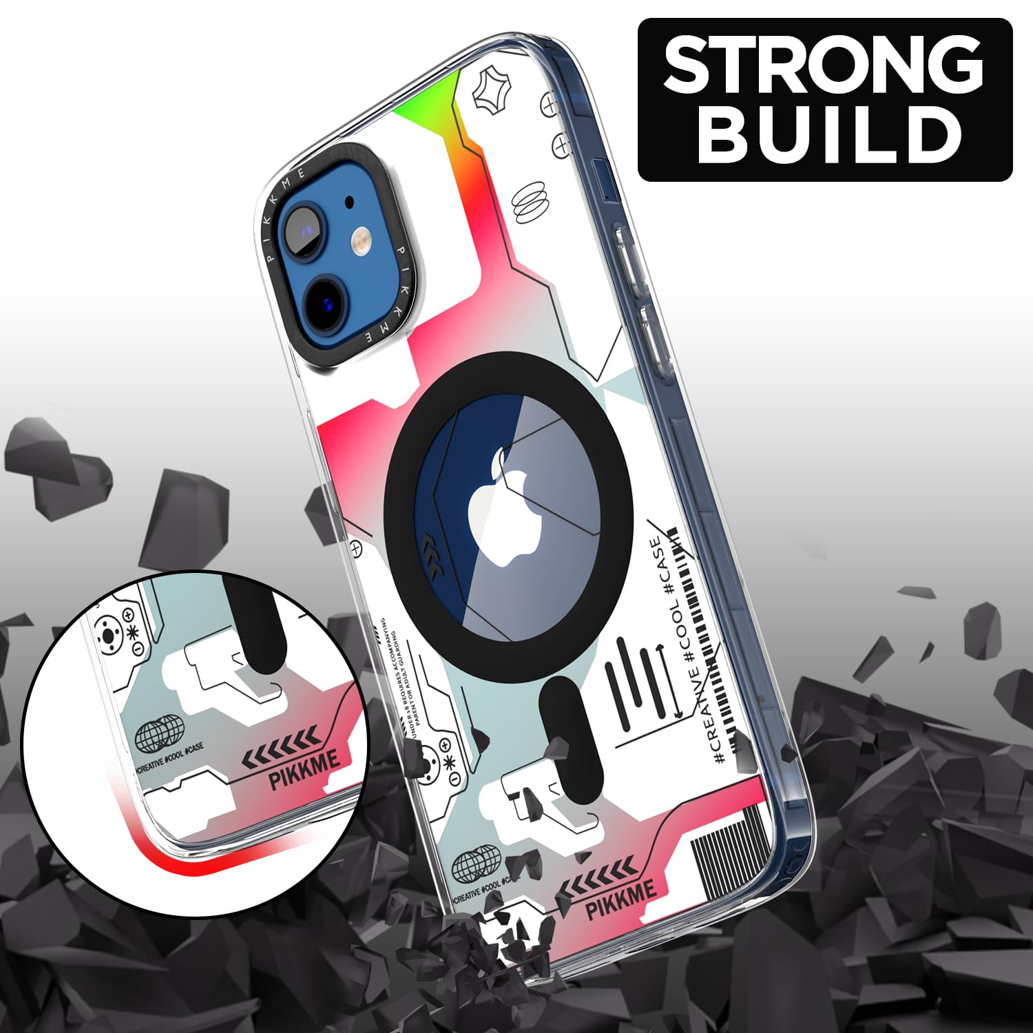 Pikkme iPhone 12/12 Pro Printmagsafe Back Cover (White)