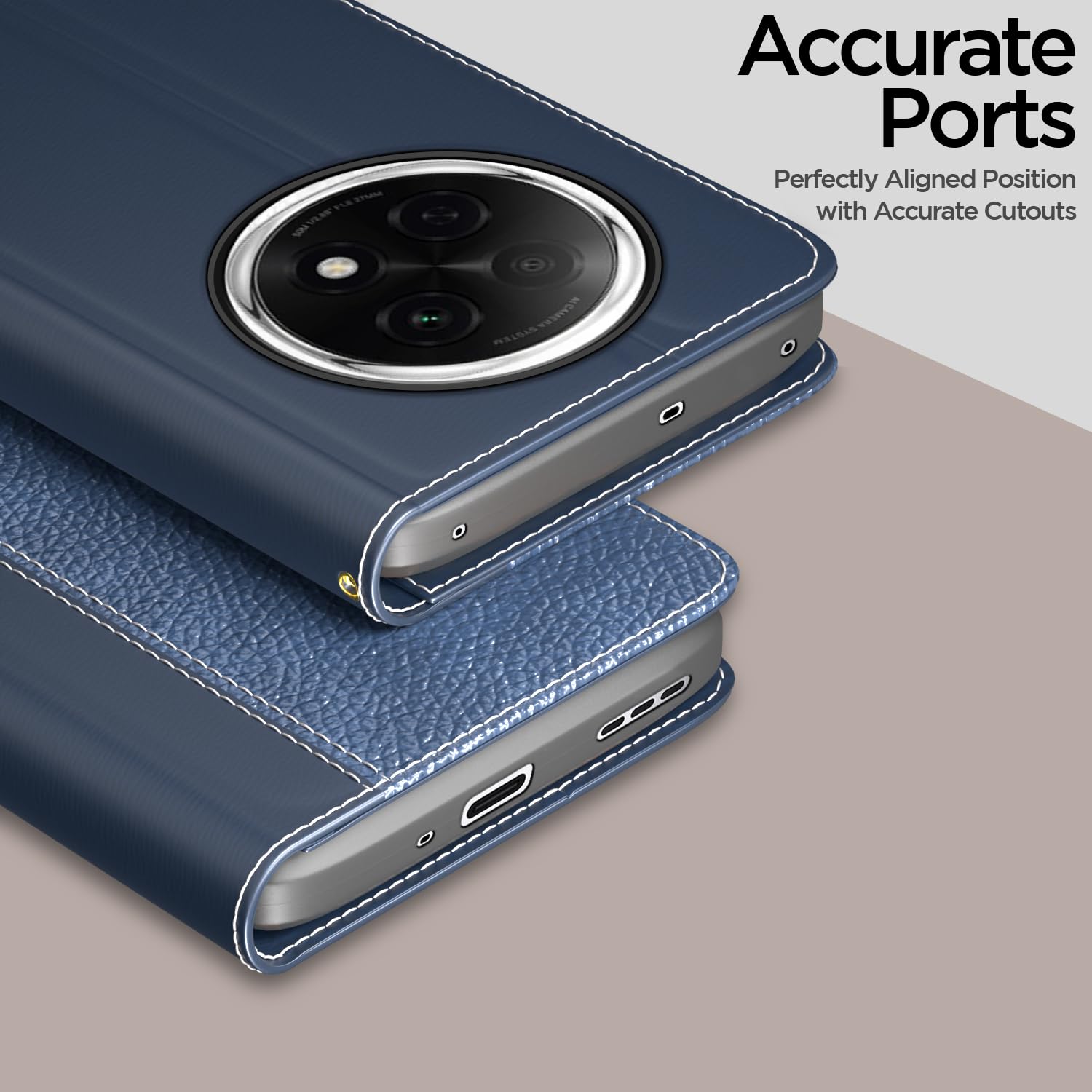 Pikkme Oppo F29 Pro 5G Contrast Double Flip Cover (Blue)