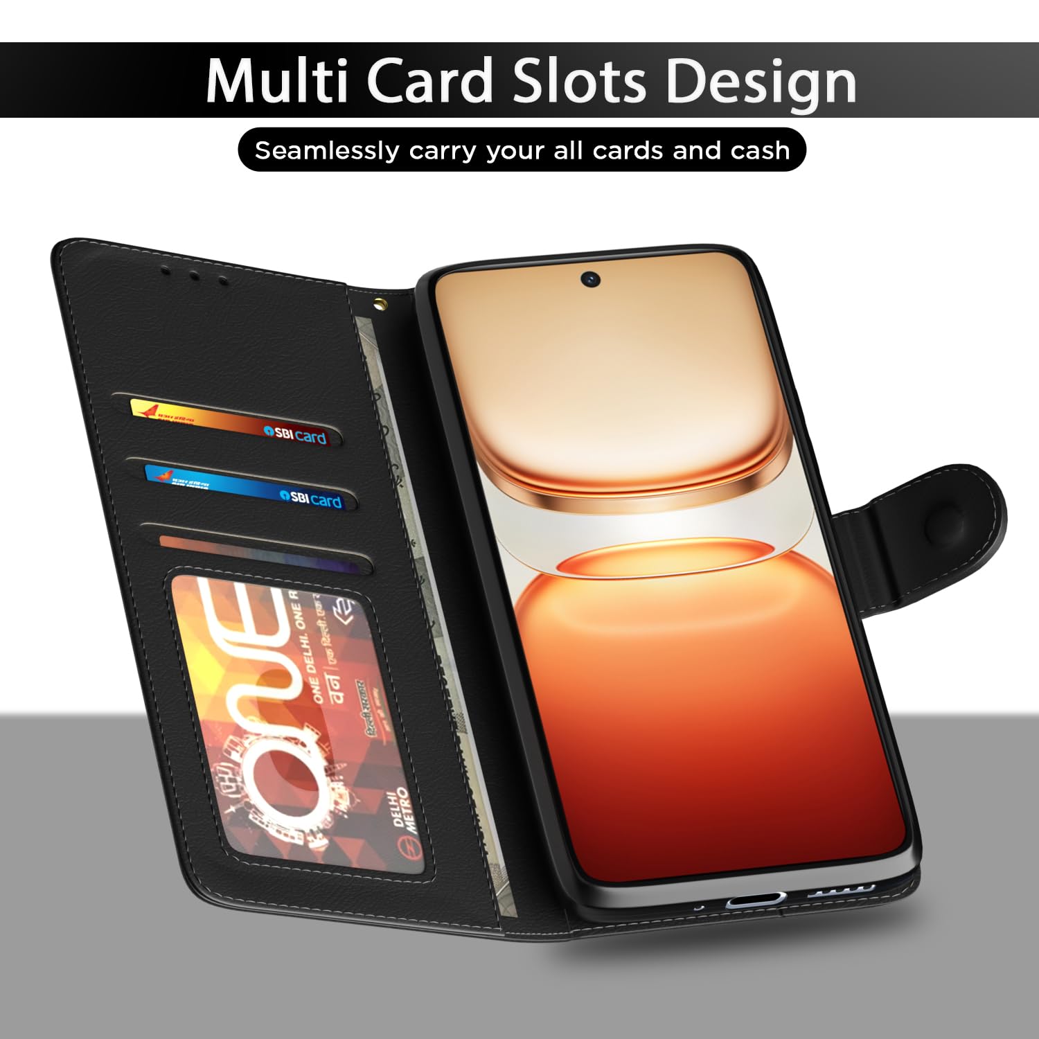 Pikkme Vivo T4 5G / iQoo Z10 5G Vintage Flip Cover (Black)