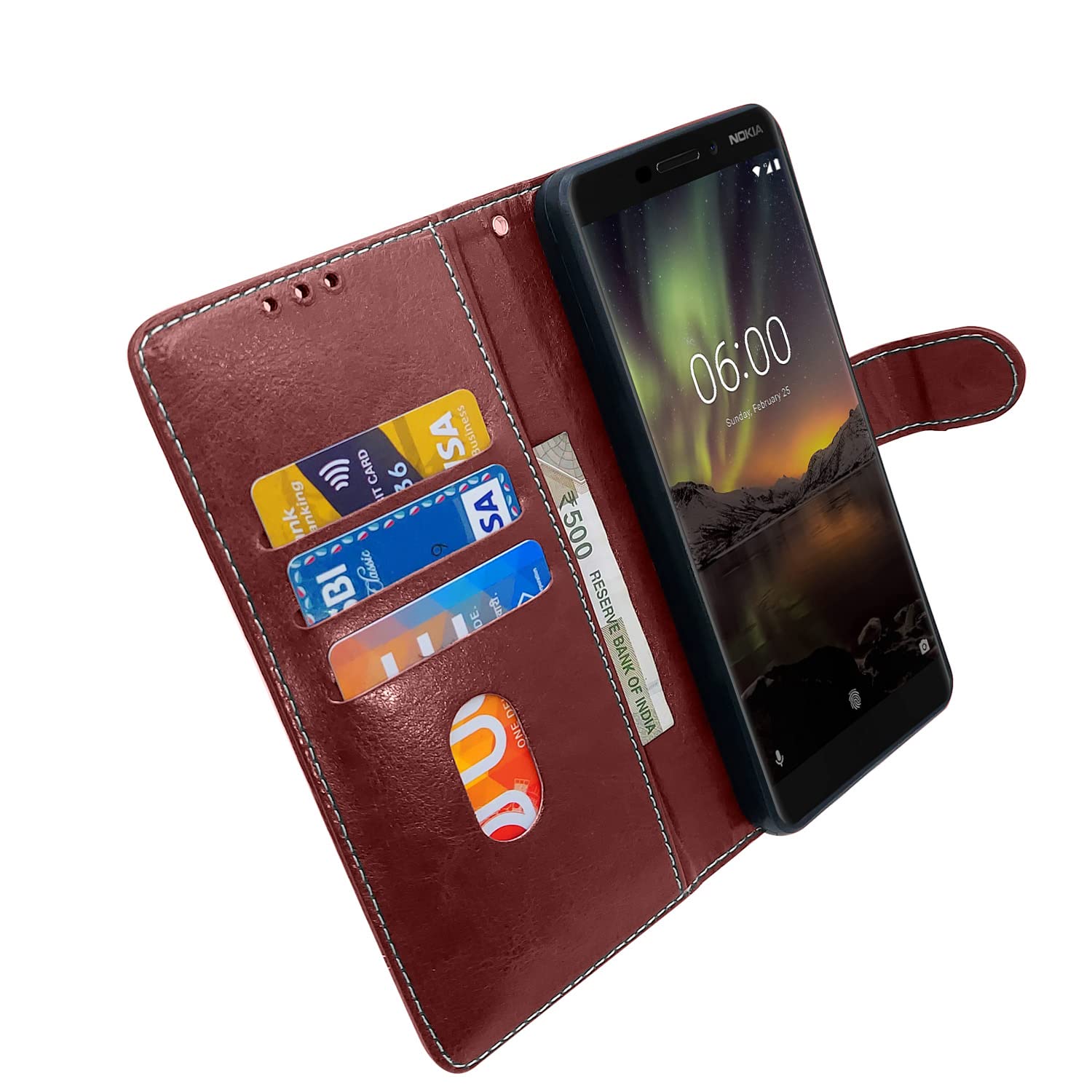 Nokia 6.1 Plus/6.1 flip case in brown & coffee by Pikkme – photo 4