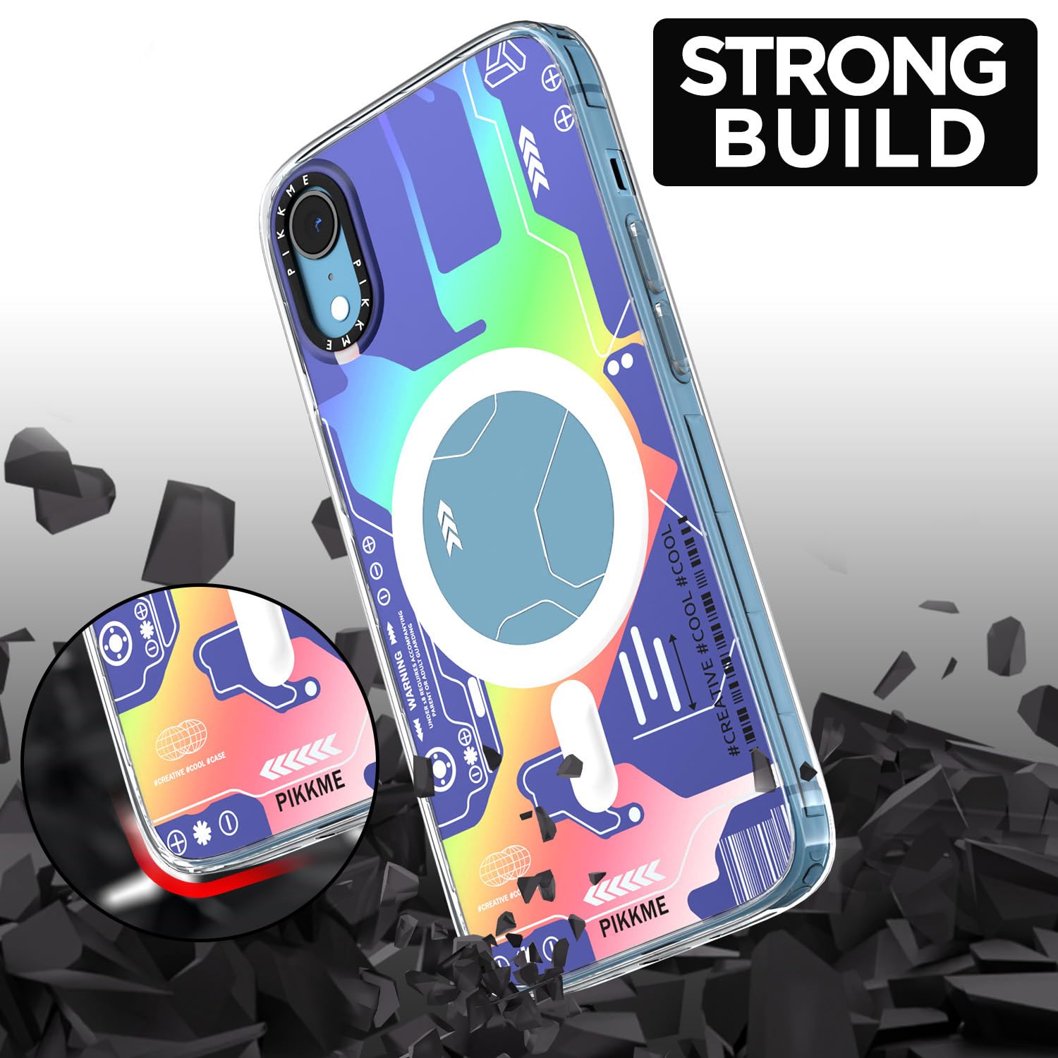 Pikkme iPhone XR Printmagsafe Back Cover (Blue)