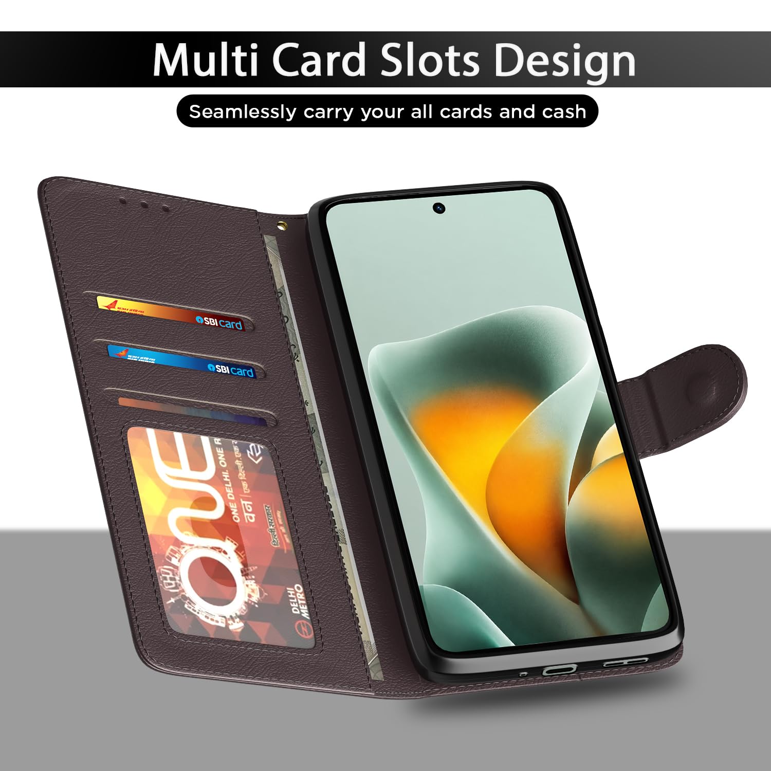 Pikkme coffee wallet flip cover for Moto Edge 70 Max 5G – photo 5