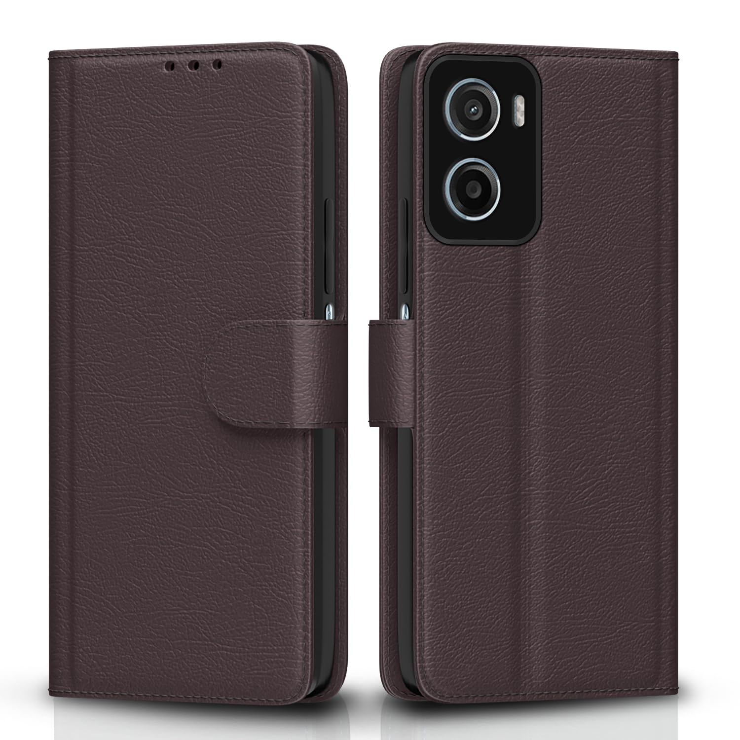 Pikkme Motorola Moto G05 Premium Leather Finish Vintage Flip Cover (Coffee)