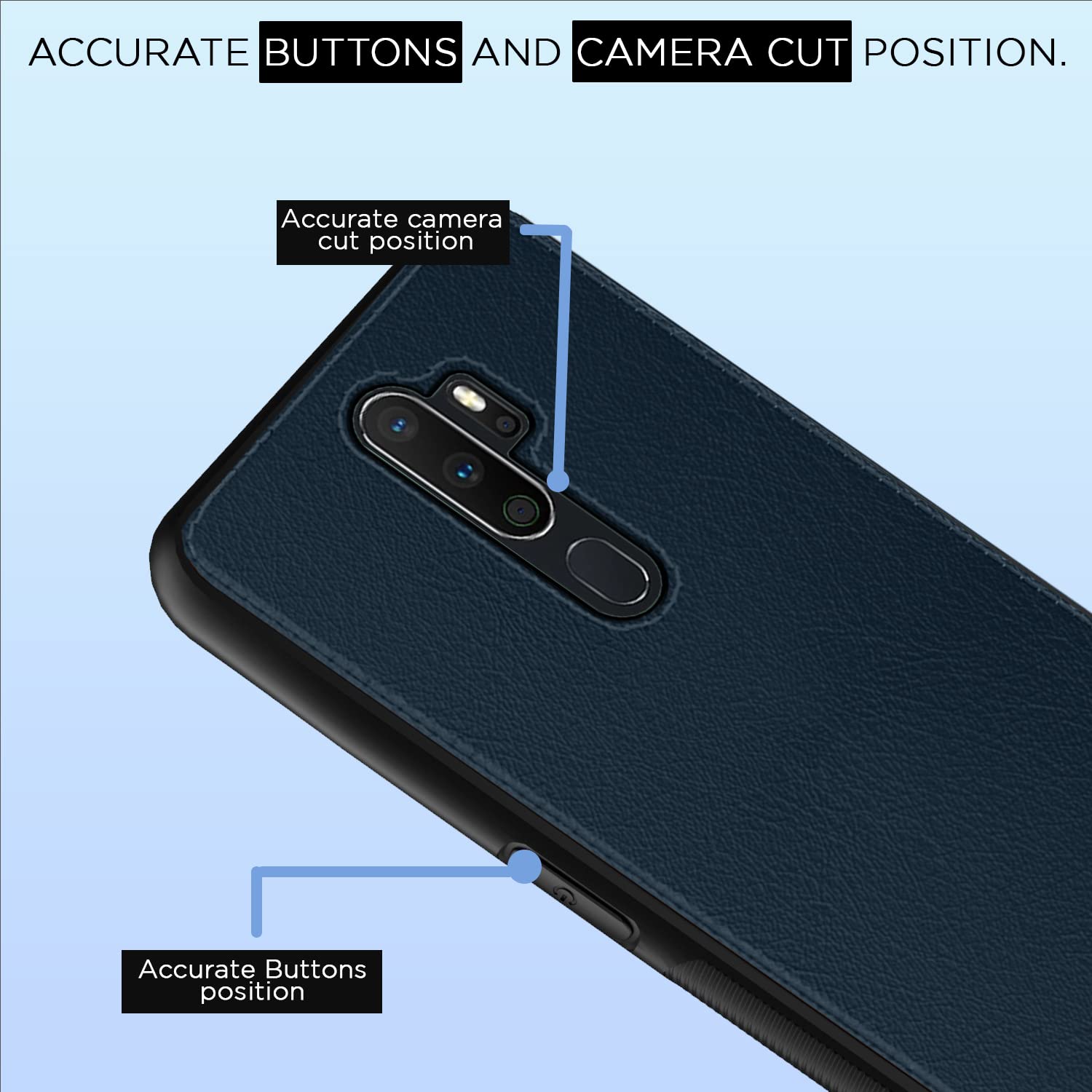 Pikkme Oppo A5 2020 / A9 2020 Leatherback Back Case | Blue