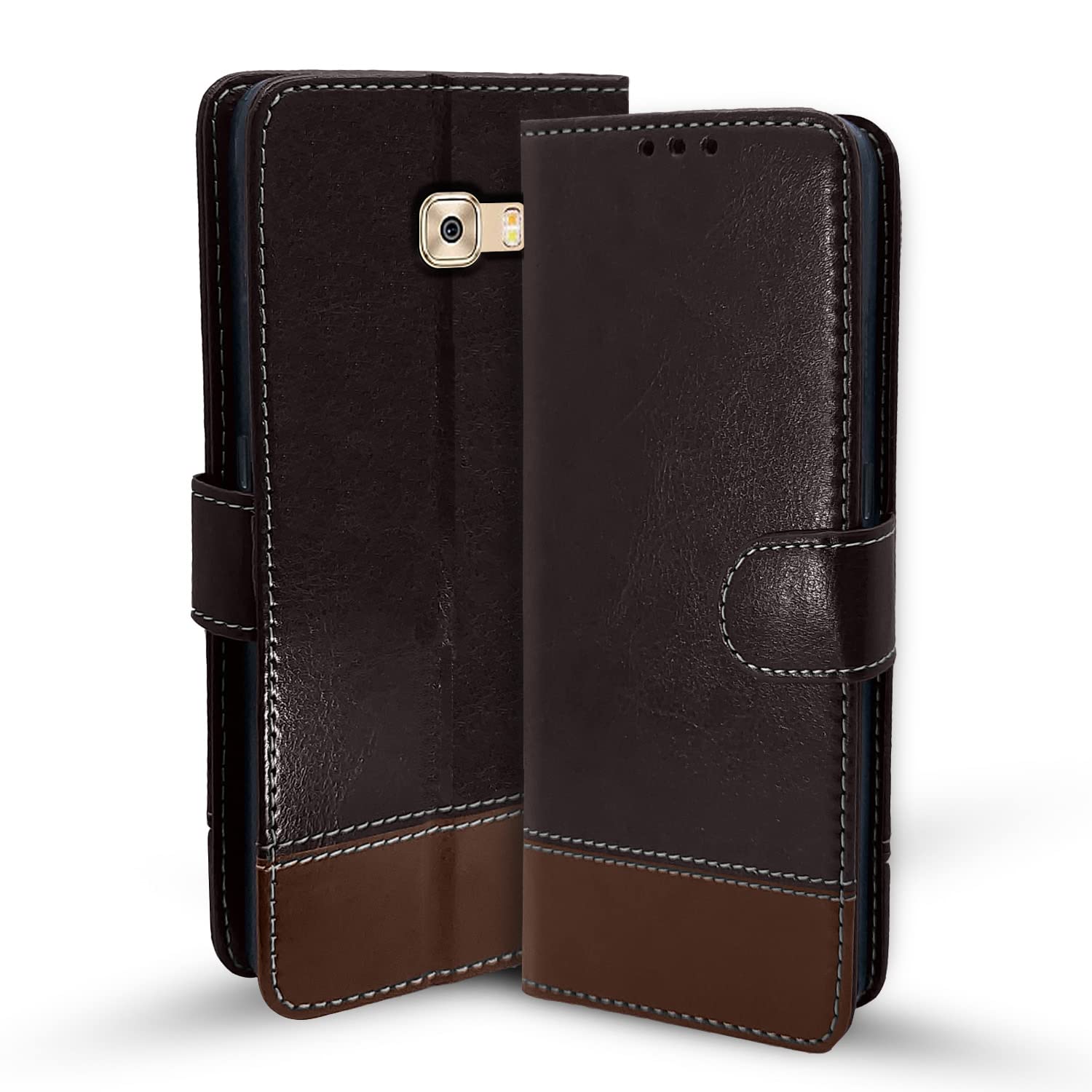 Pikkme Samsung C7 Pro coffee & brown wallet flip cover