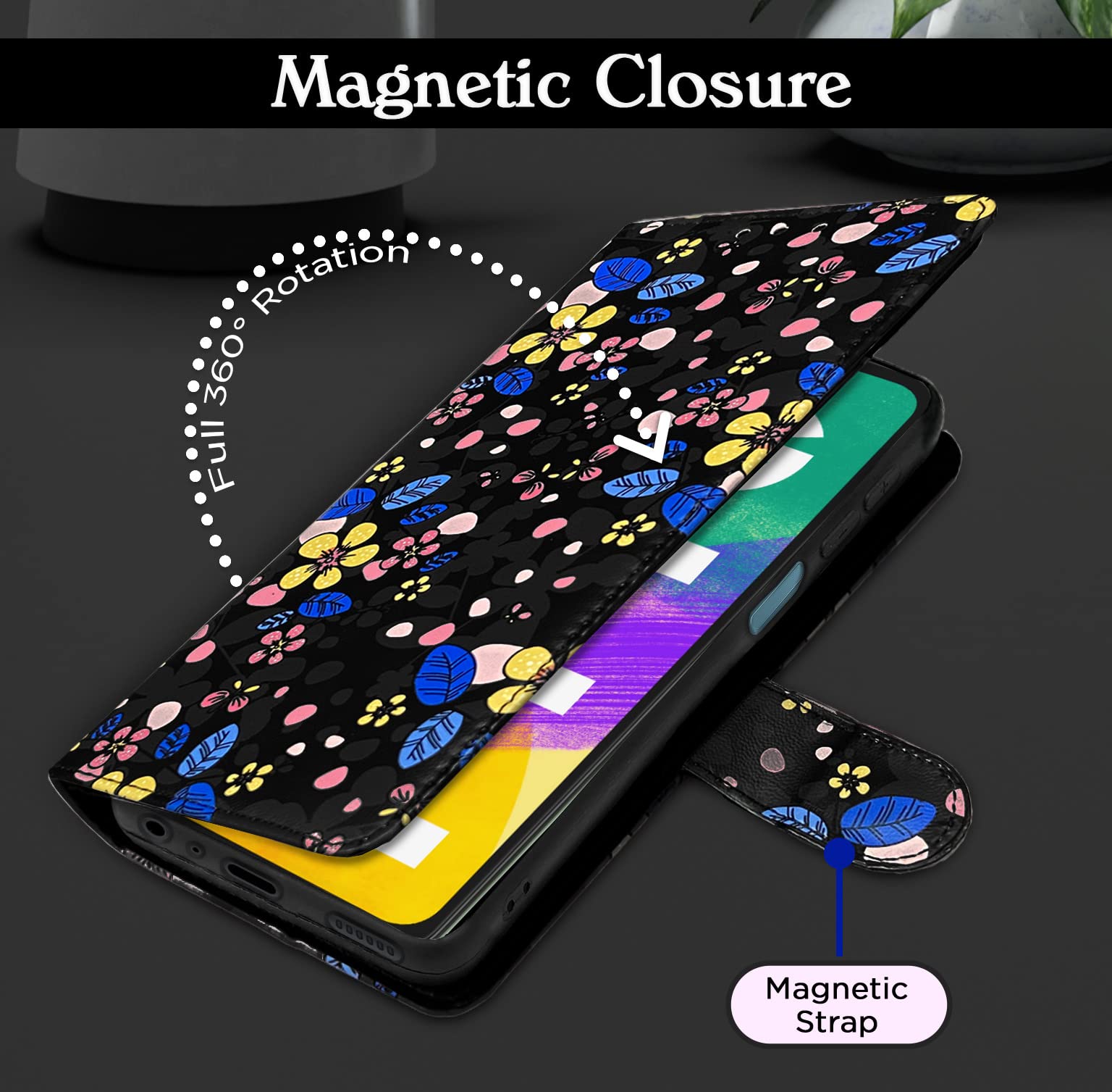 Samsung F14 5G flip cover in black flower by Pikkme – photo 3