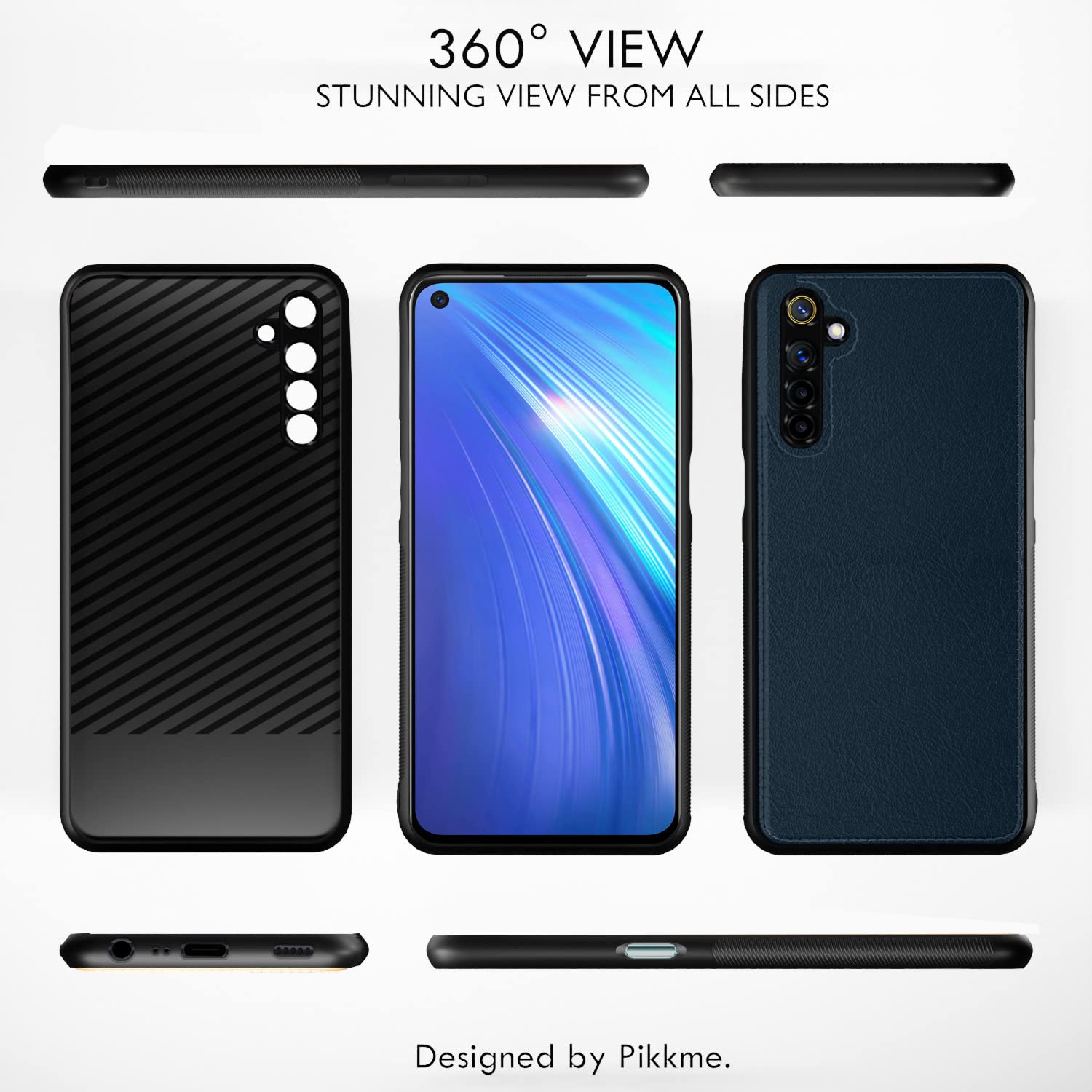 Pikkme Realme 6 Leatherback Back Case | Blue