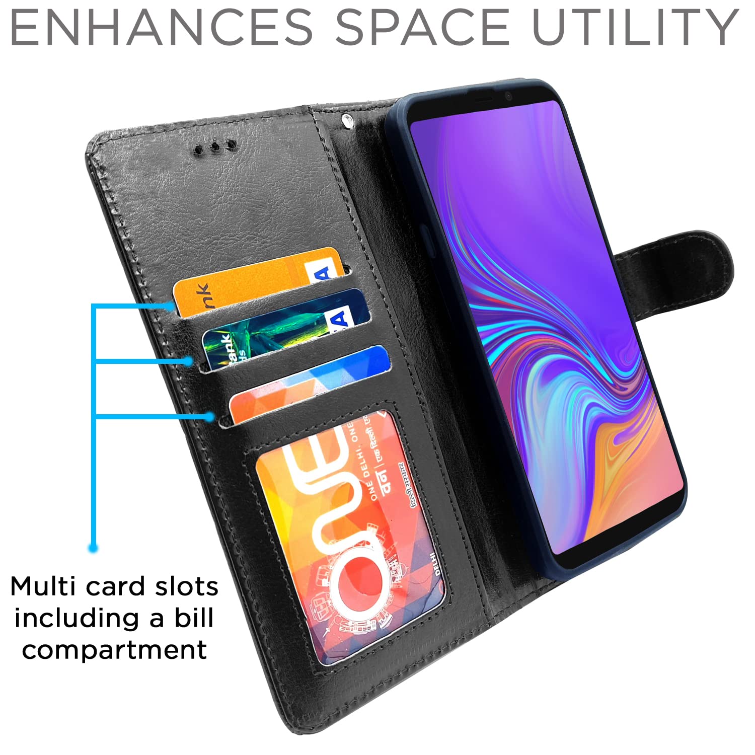 Pikkme Samsung Galaxy A9 2018 Vintage Flip Cover (Black)