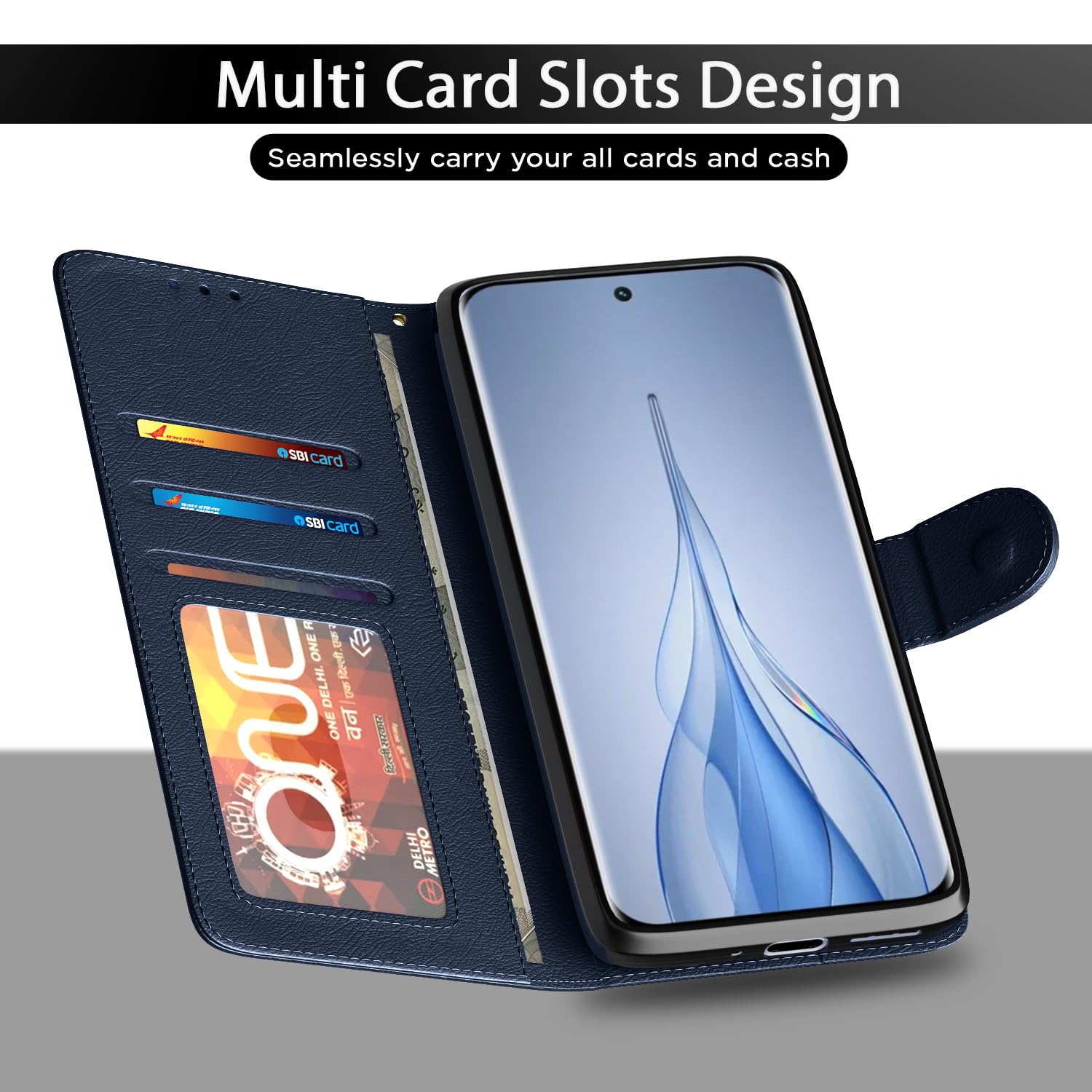 Tecno Pova Wallet flip cover in blue by Pikkme – photo 5