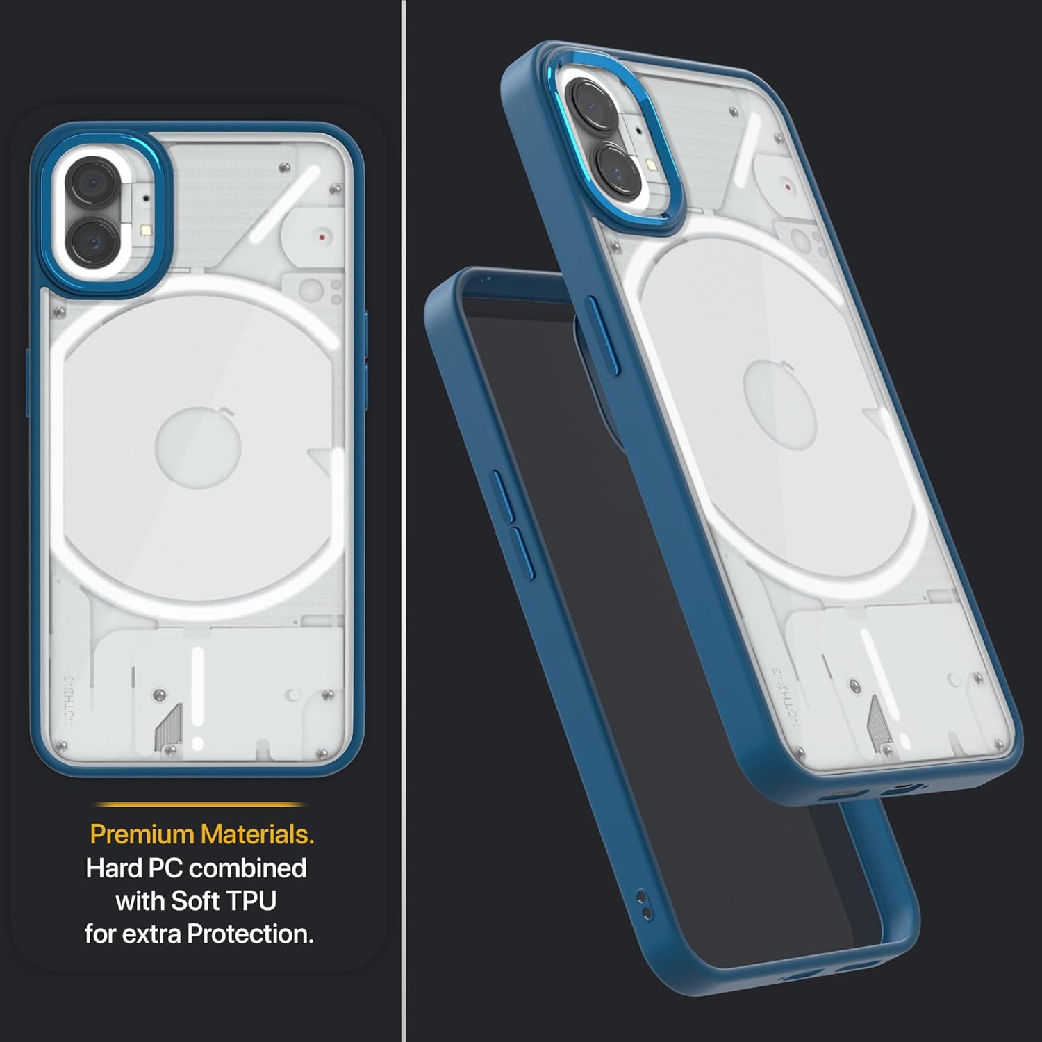 Pikkme Nothing Phone 1 Metal Chrome Ring Back Case (Indigo)