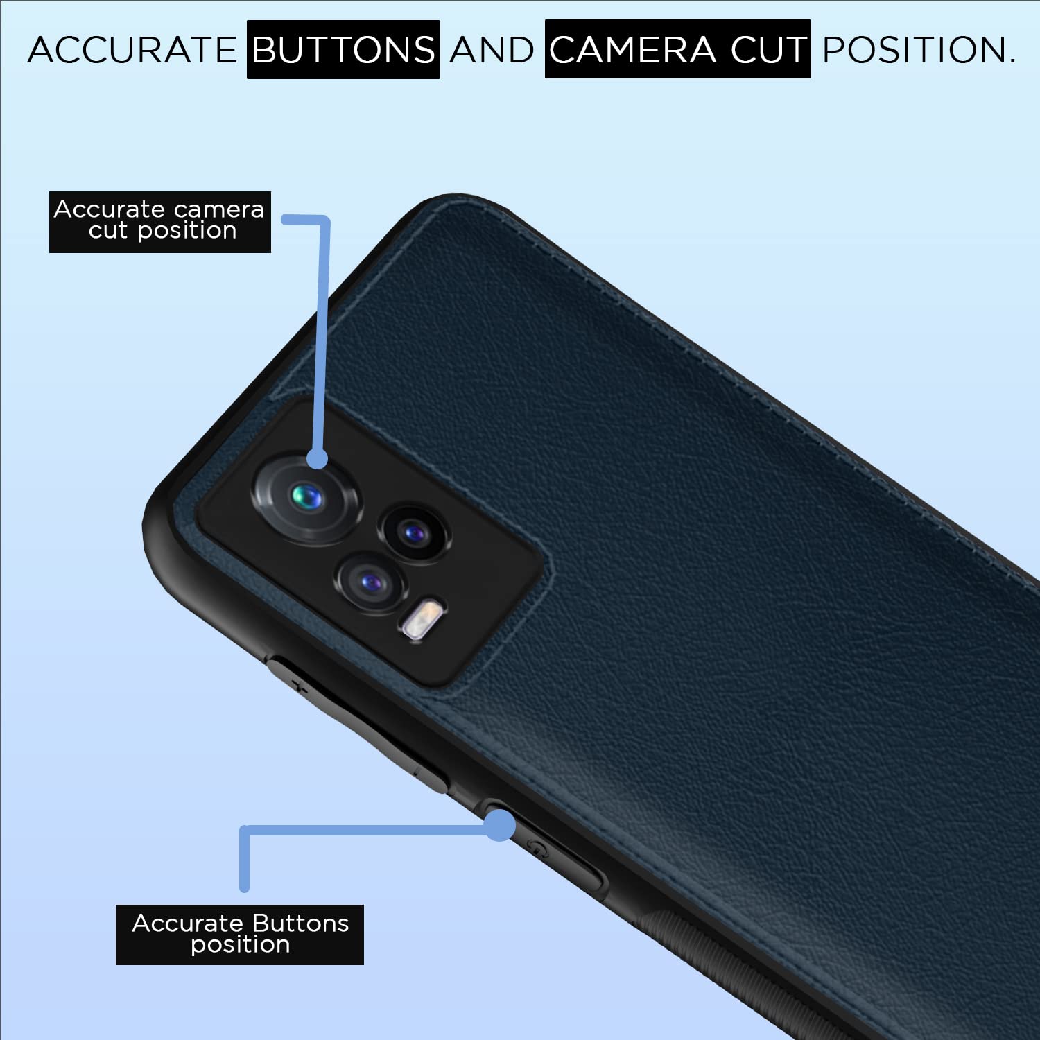 Pikkme Vivo V20 Leatherback Back Case | Blue